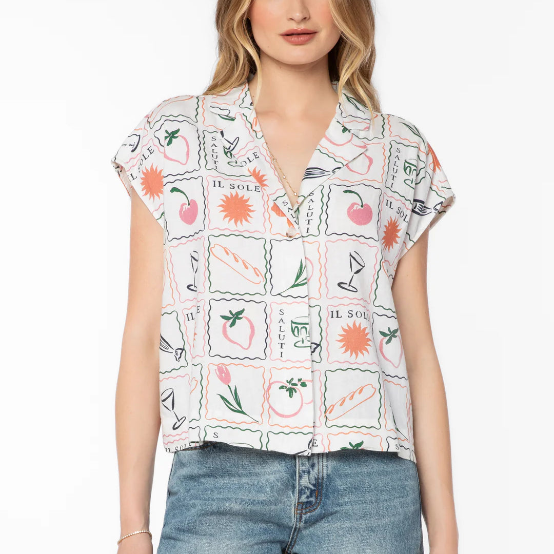 VELVET HEART LINNEA MULTI STAMP TEE - WHITE