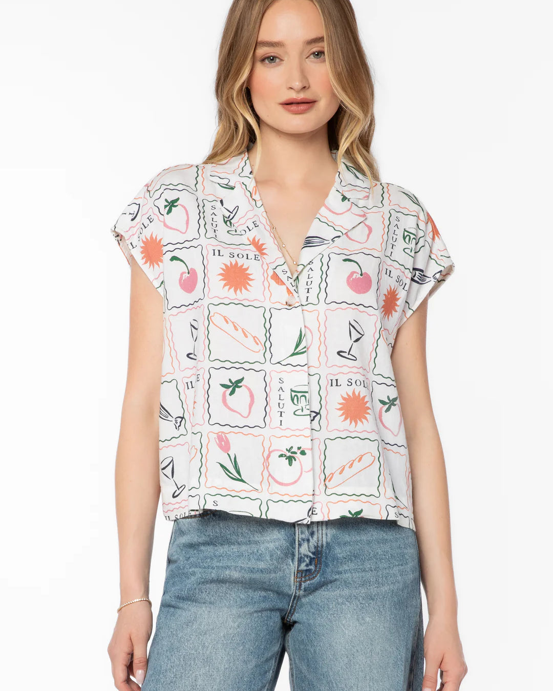 VELVET HEART LINNEA MULTI STAMP TEE - WHITE
