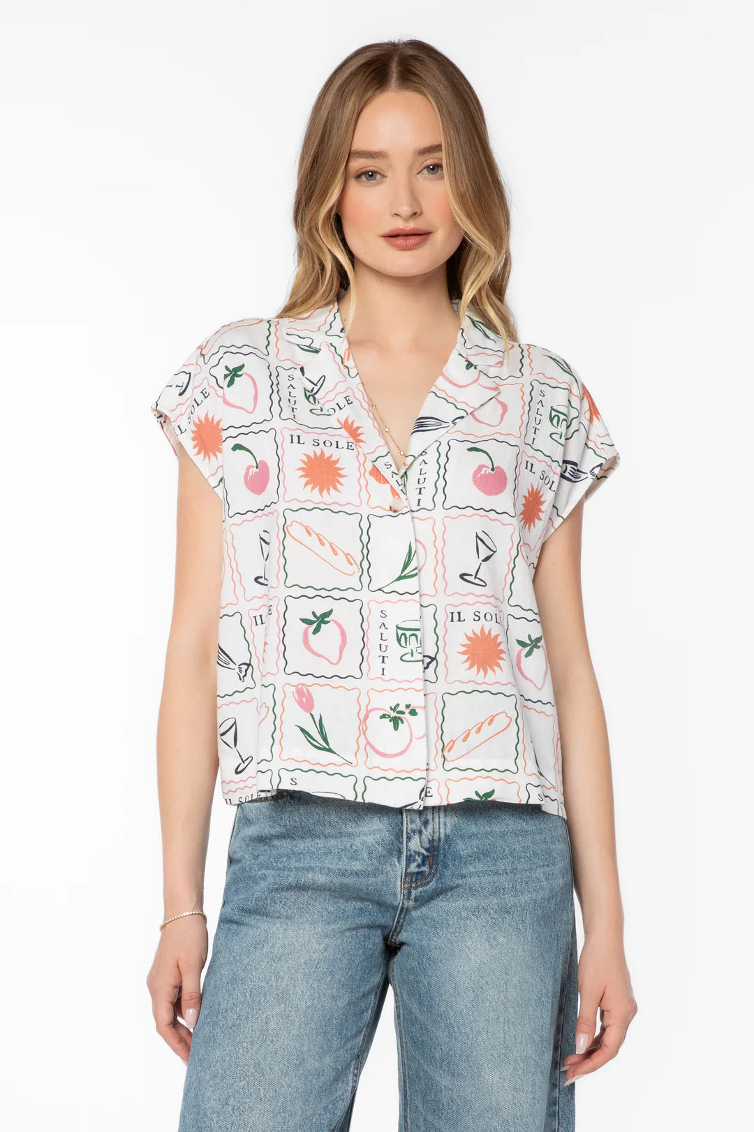 VELVET HEART LINNEA MULTI STAMP TEE - WHITE