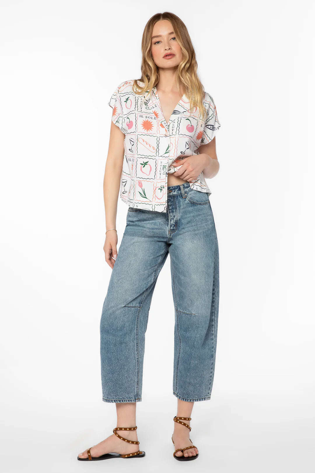 VELVET HEART LINNEA MULTI STAMP TEE - WHITE