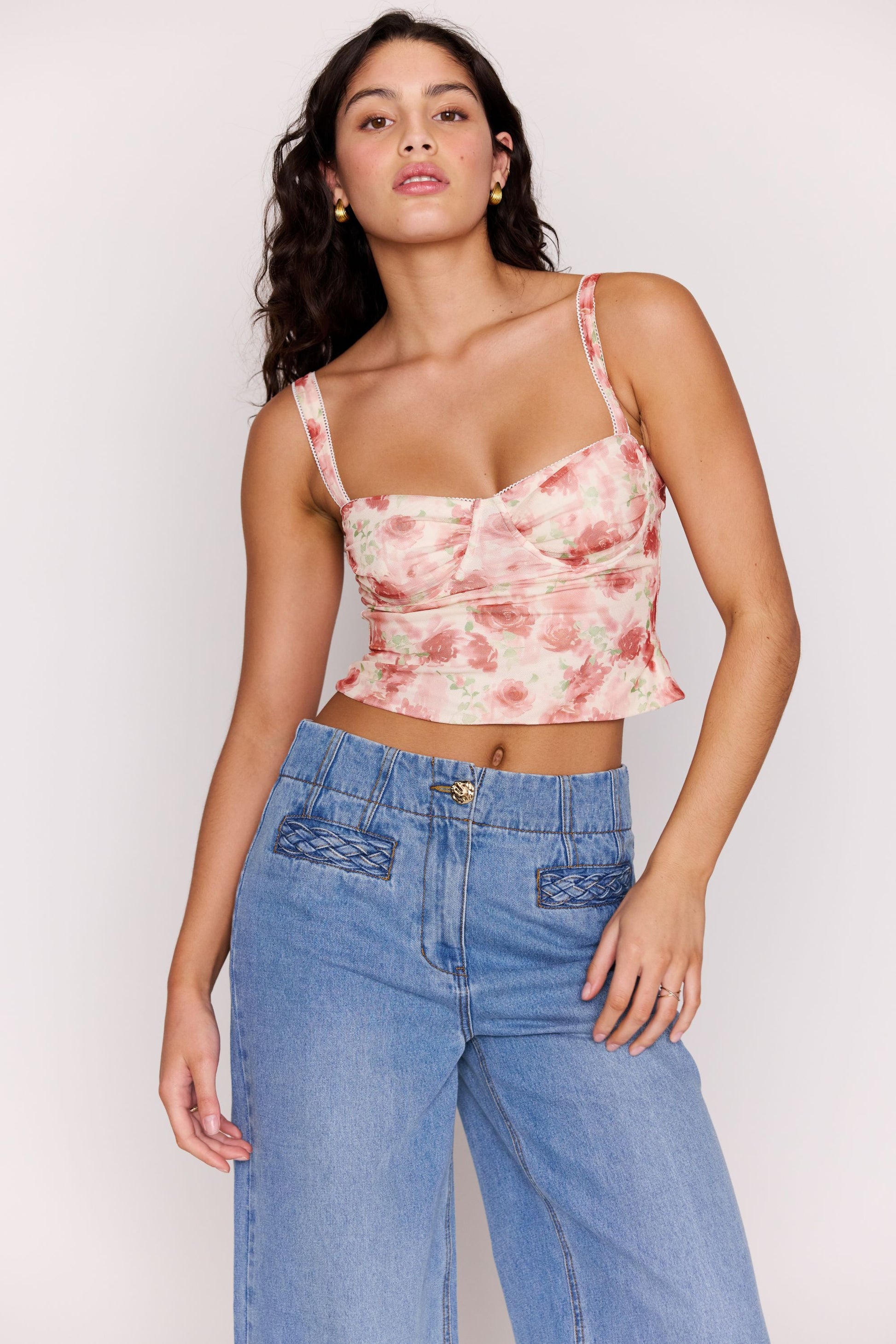 MP CAMILLE BUSTIER TOP - PINK FLORAL