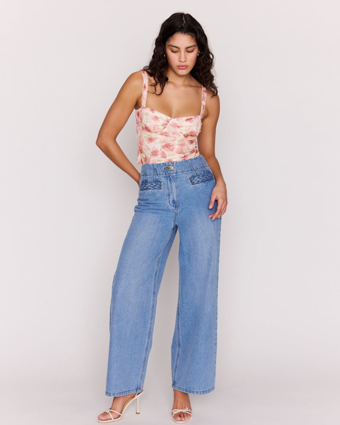 MP CAMILLE BUSTIER TOP - PINK FLORAL