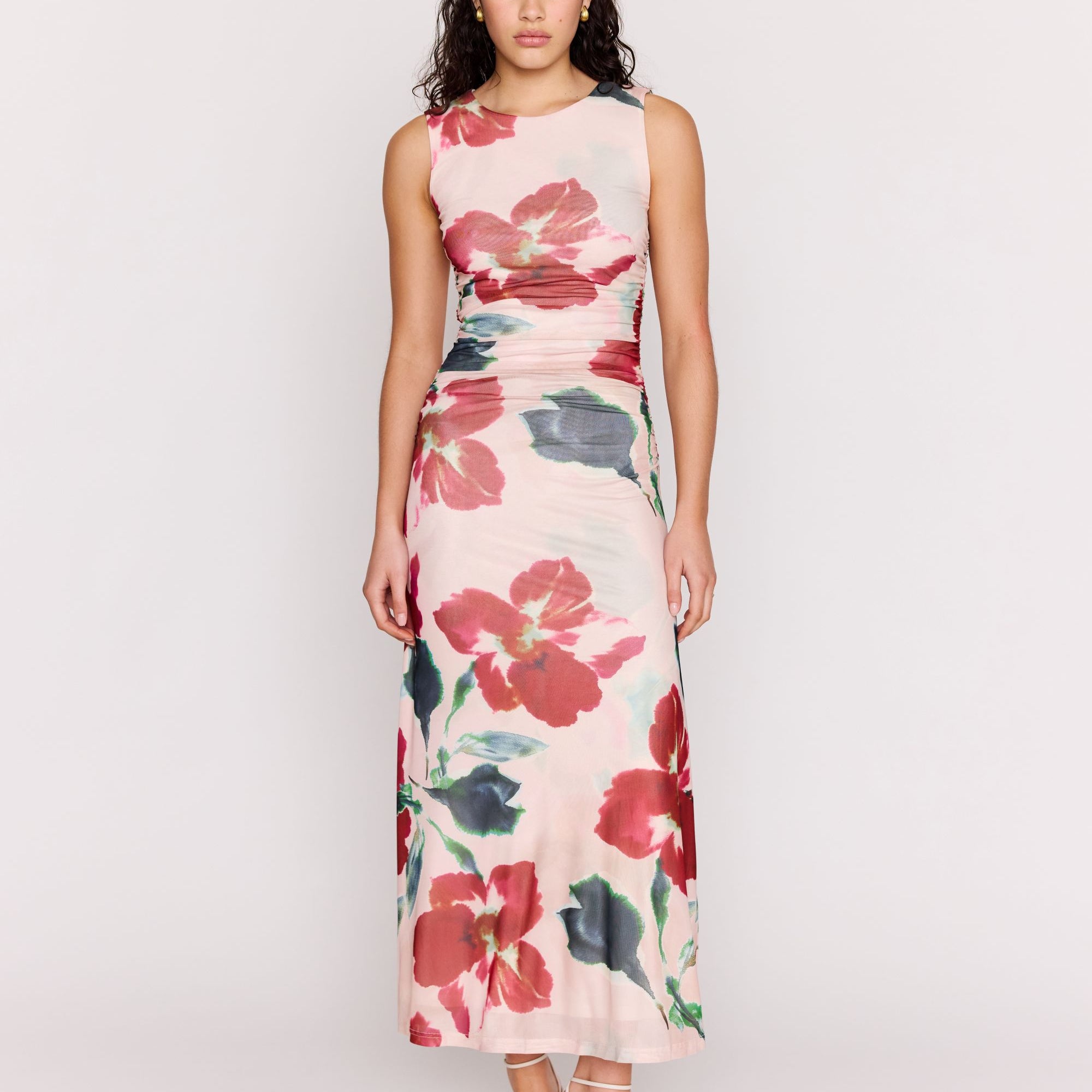 *PRE ORDER* ARABELLA PRINTED MESH DRESS - RED FLORAL