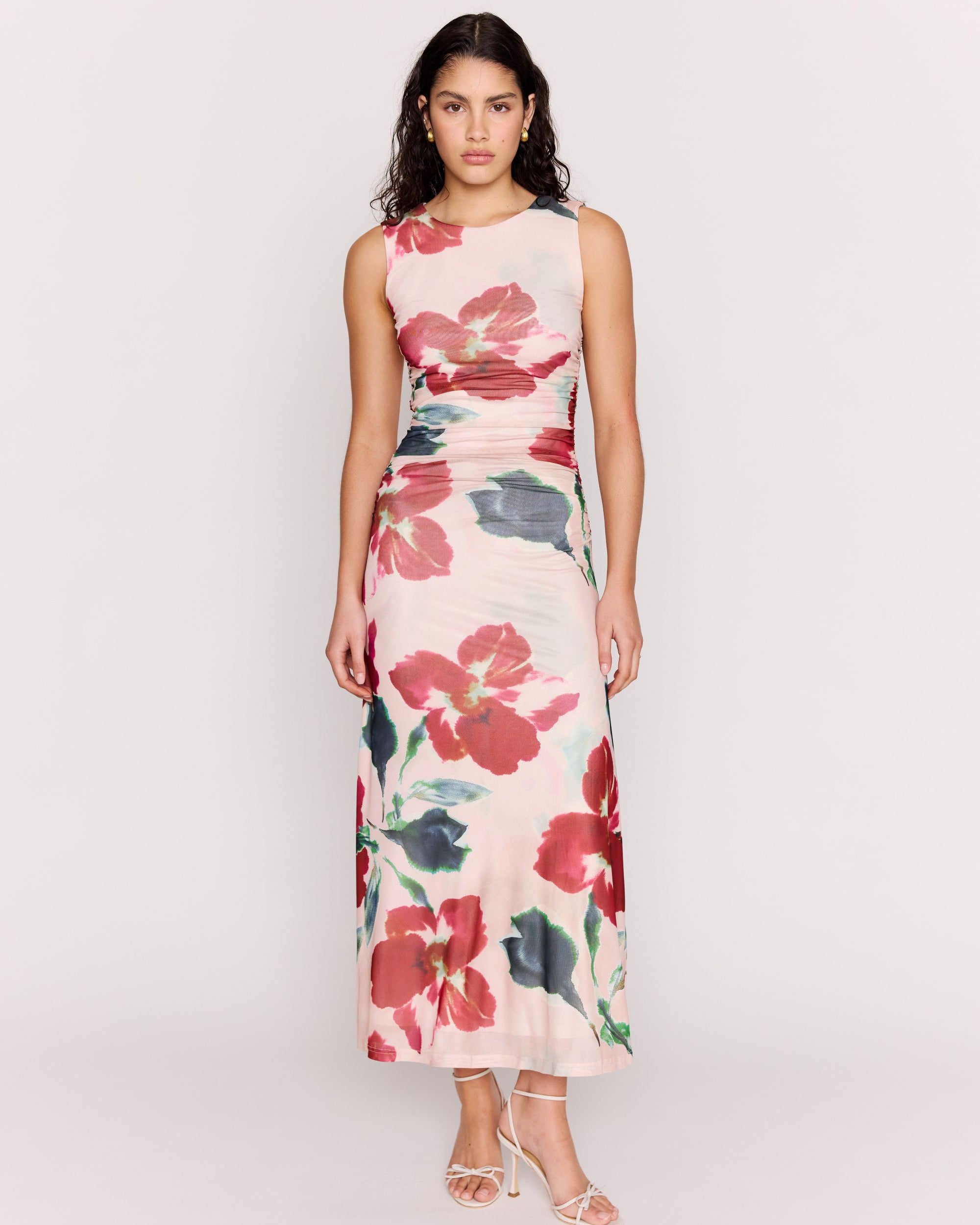 *PRE ORDER* ARABELLA PRINTED MESH DRESS - RED FLORAL