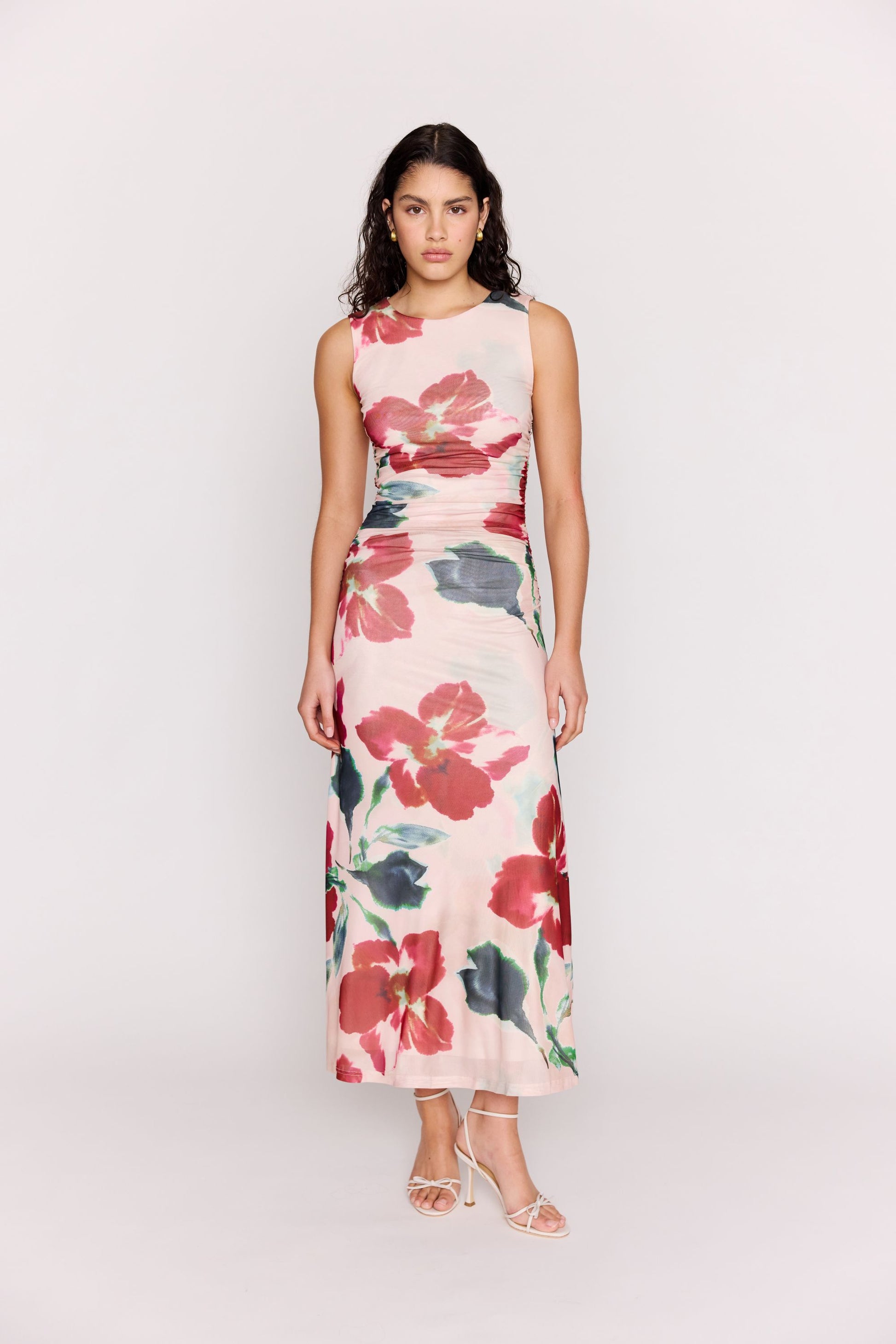 *PRE ORDER* ARABELLA PRINTED MESH DRESS - RED FLORAL