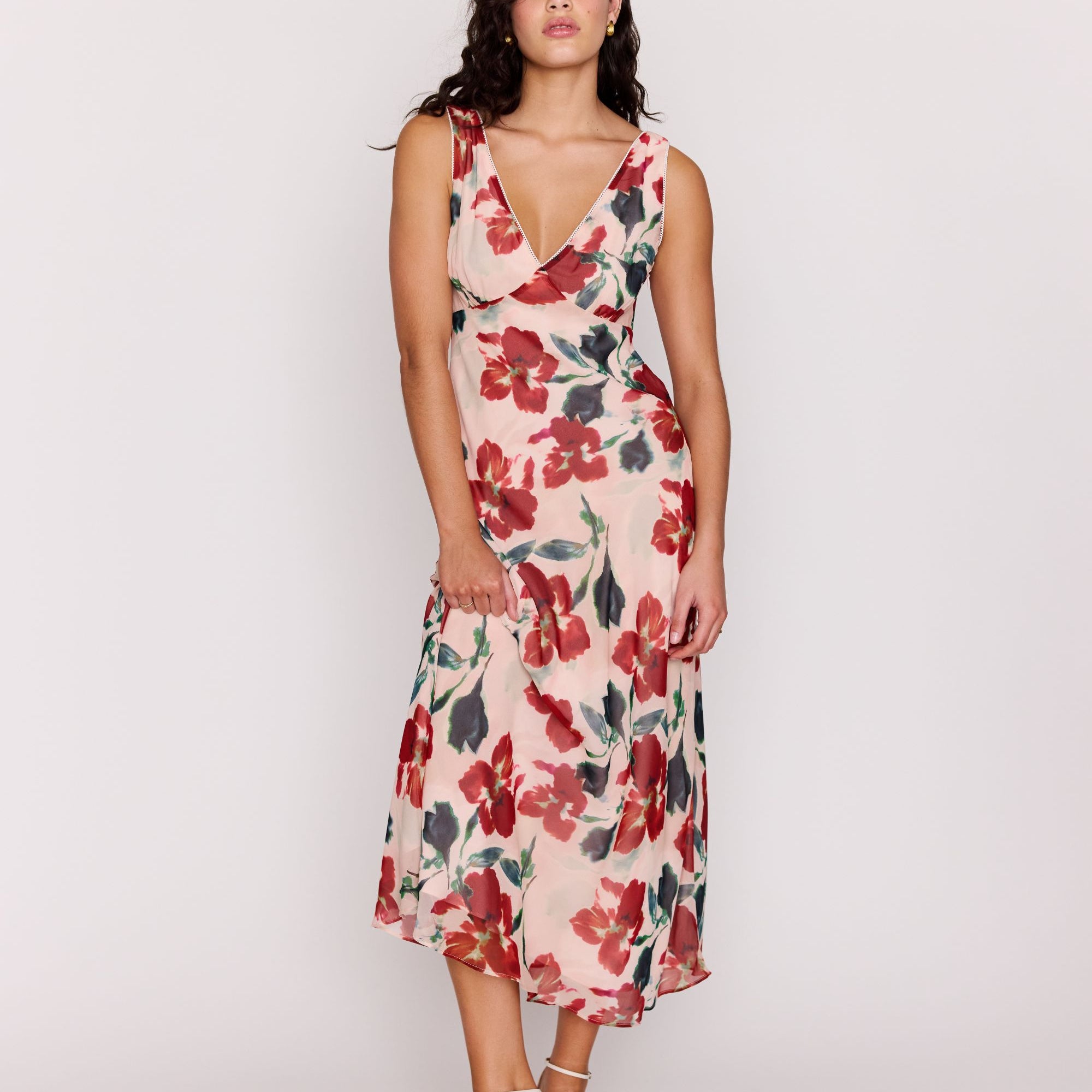 MP ARABELLA MIDI DRESS - RED FLORAL