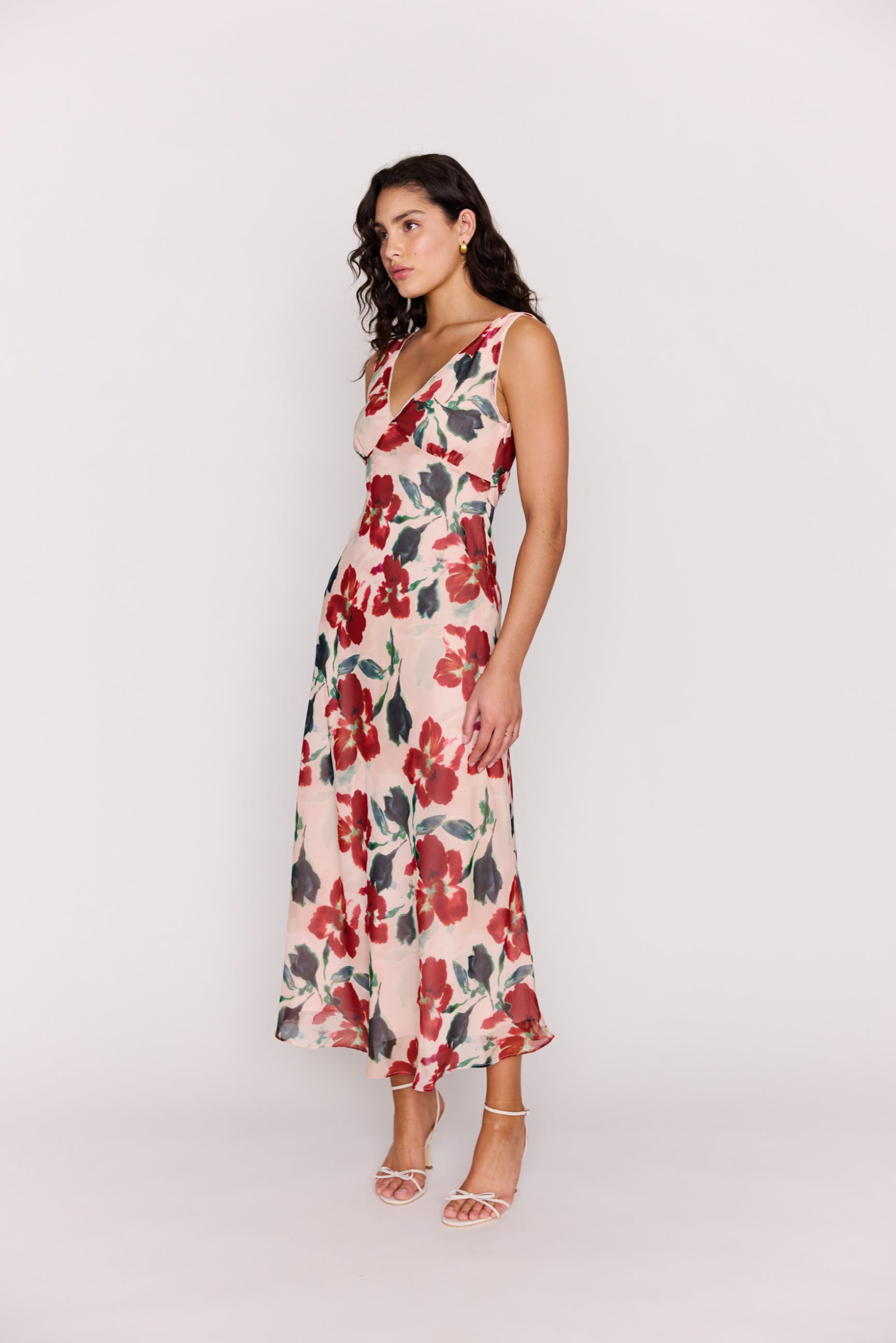 MP ARABELLA MIDI DRESS - RED FLORAL