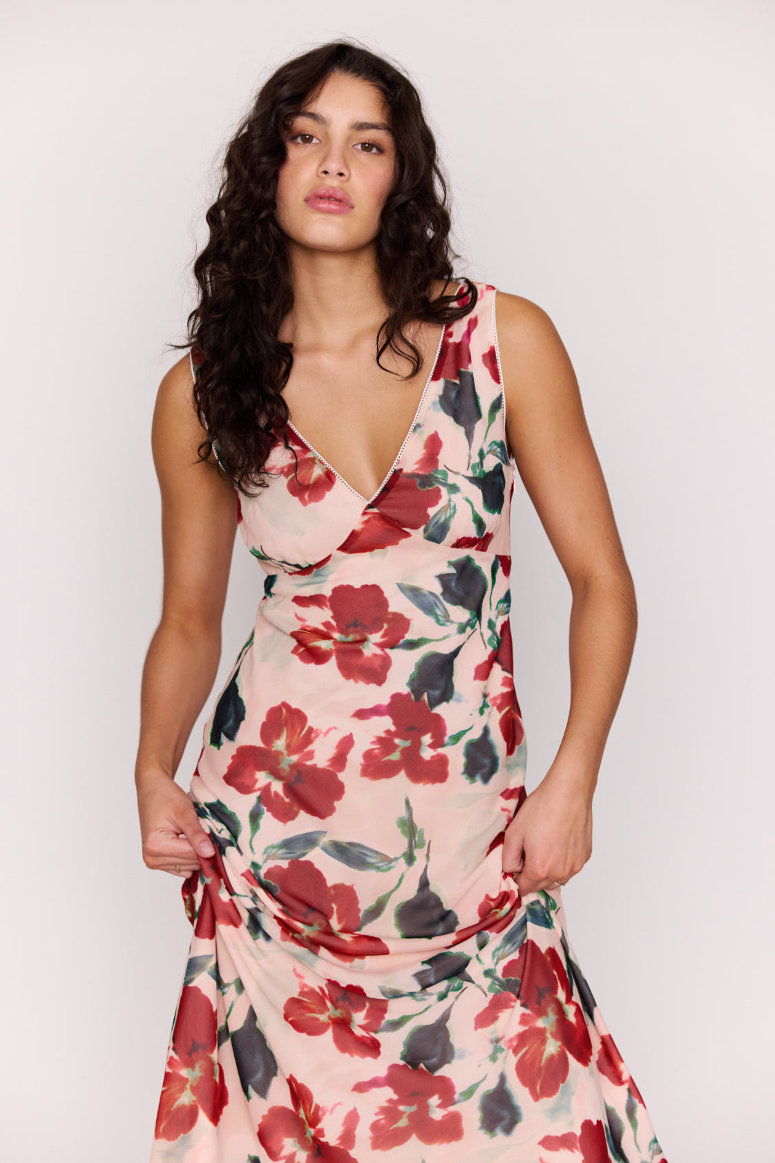 MP ARABELLA MIDI DRESS - RED FLORAL