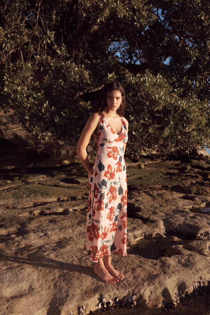 MP ARABELLA MIDI DRESS - RED FLORAL