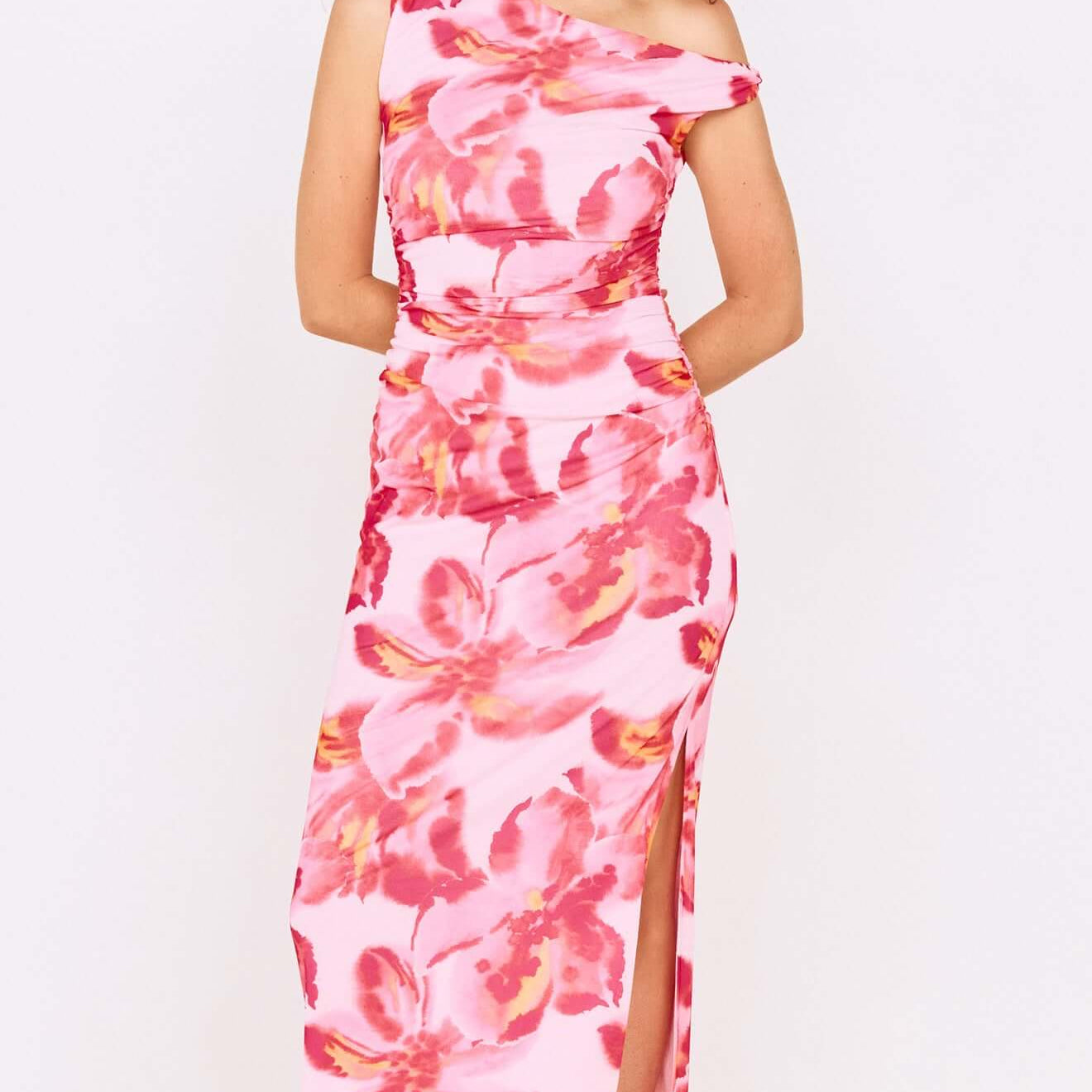 MP BIANCA MESH MIDI DRESS - PINK FLORAL