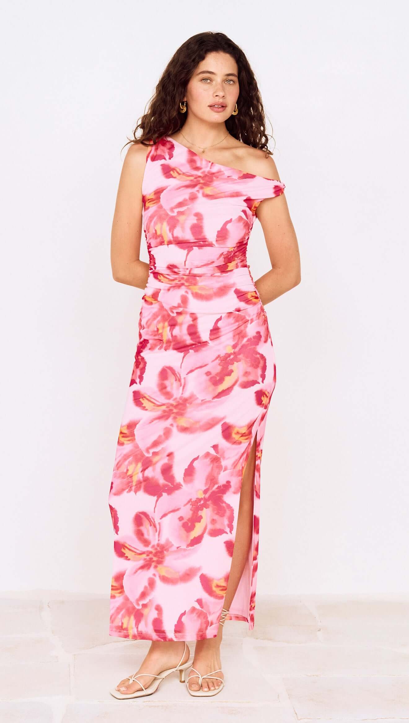 MP BIANCA MESH MIDI DRESS - PINK FLORAL