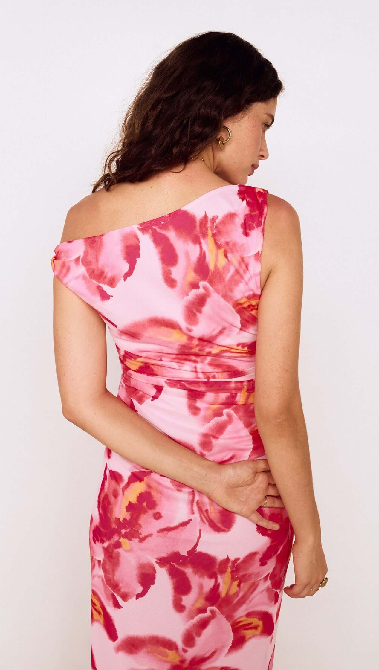 MP BIANCA MESH MIDI DRESS - PINK FLORAL