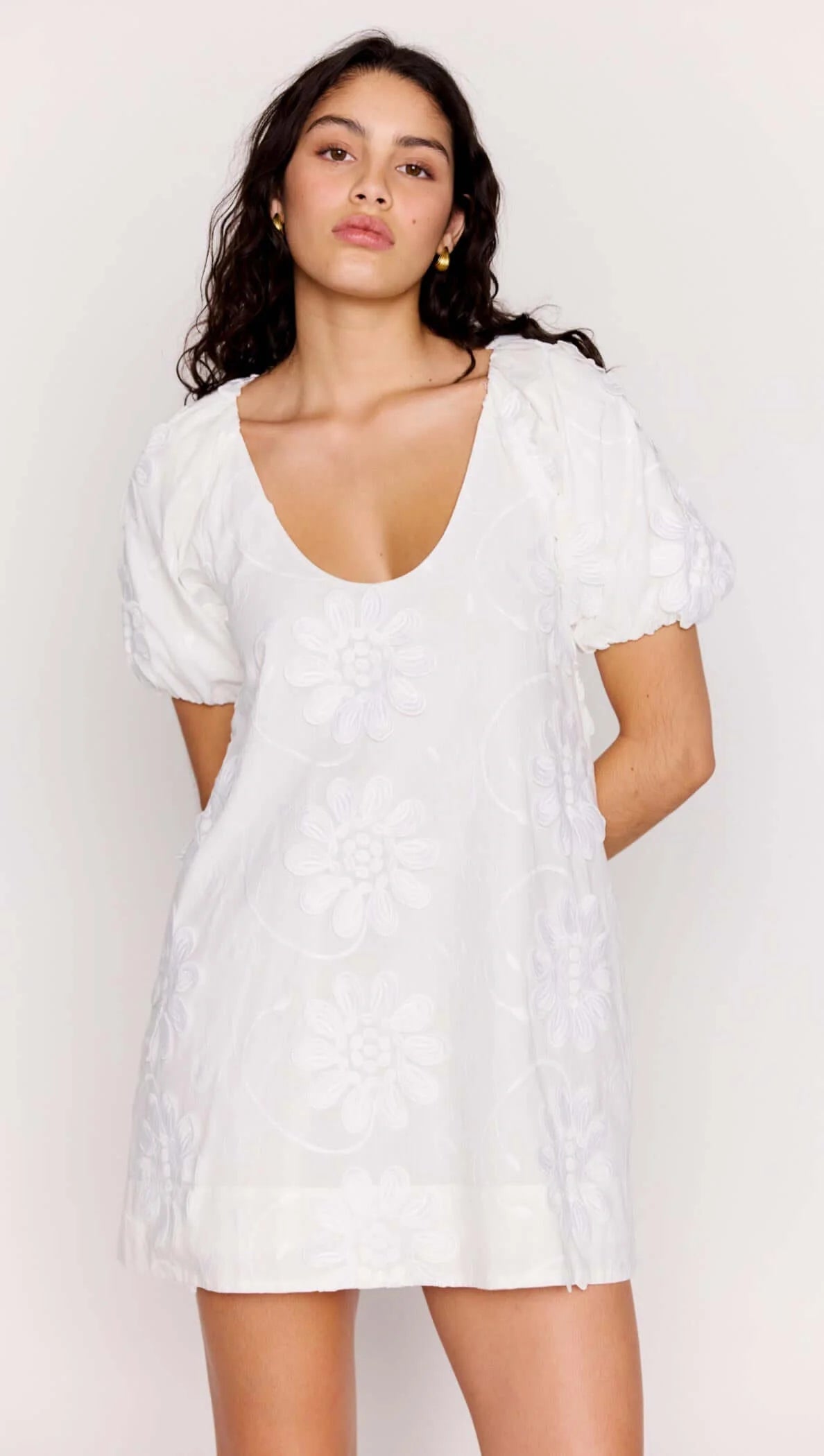 MP ALESSIA SMOCK MINI DRESS - WHITE