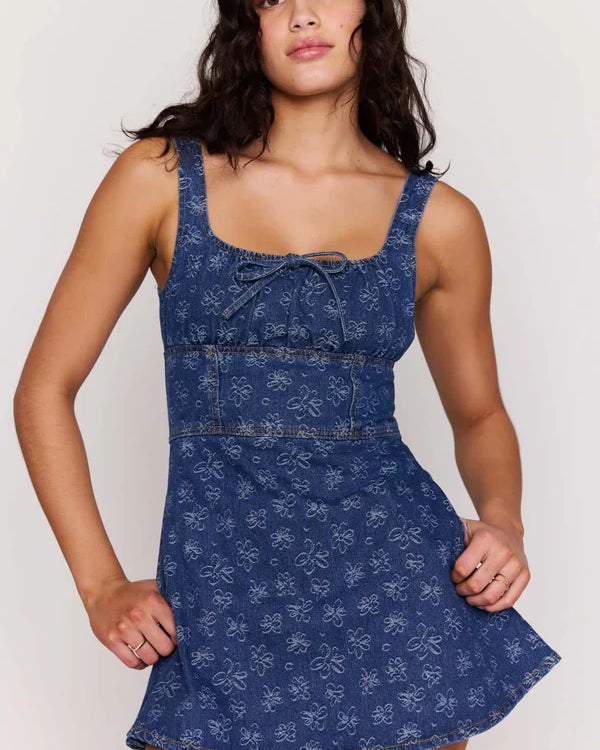 MP NEVE DENIM MINI DRESS - BLUE
