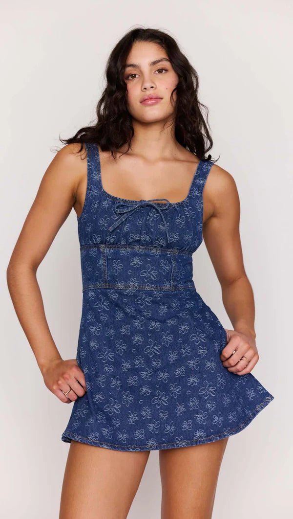 MP NEVE DENIM MINI DRESS - BLUE