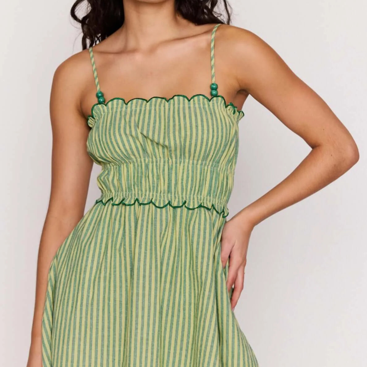 MP CAPRI MINI DRESS - GREEN STRIPE