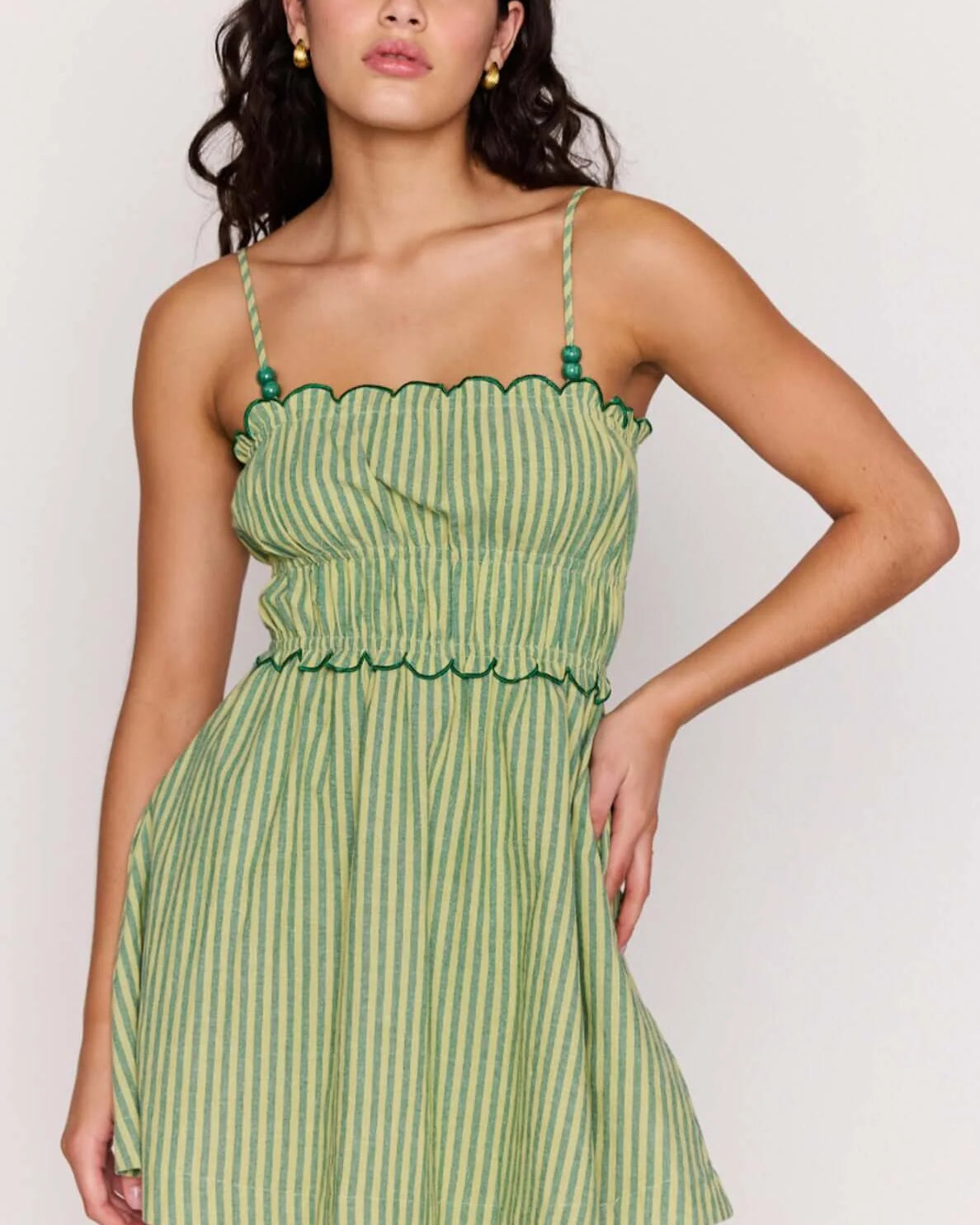 MP CAPRI MINI DRESS - GREEN STRIPE
