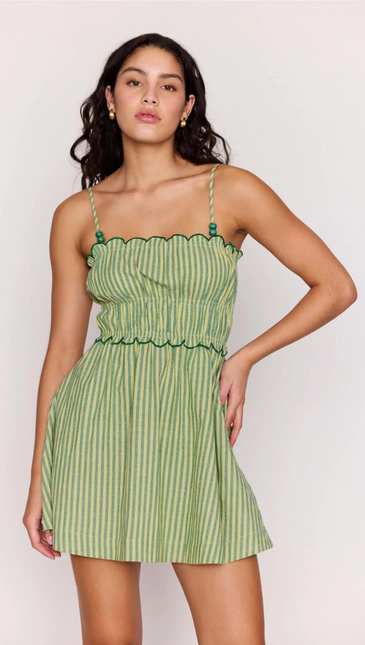 MP CAPRI MINI DRESS - GREEN STRIPE