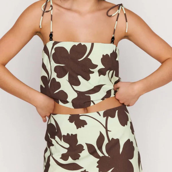MP ESME TIE SHOULDER CAMI - CHOCOLATE