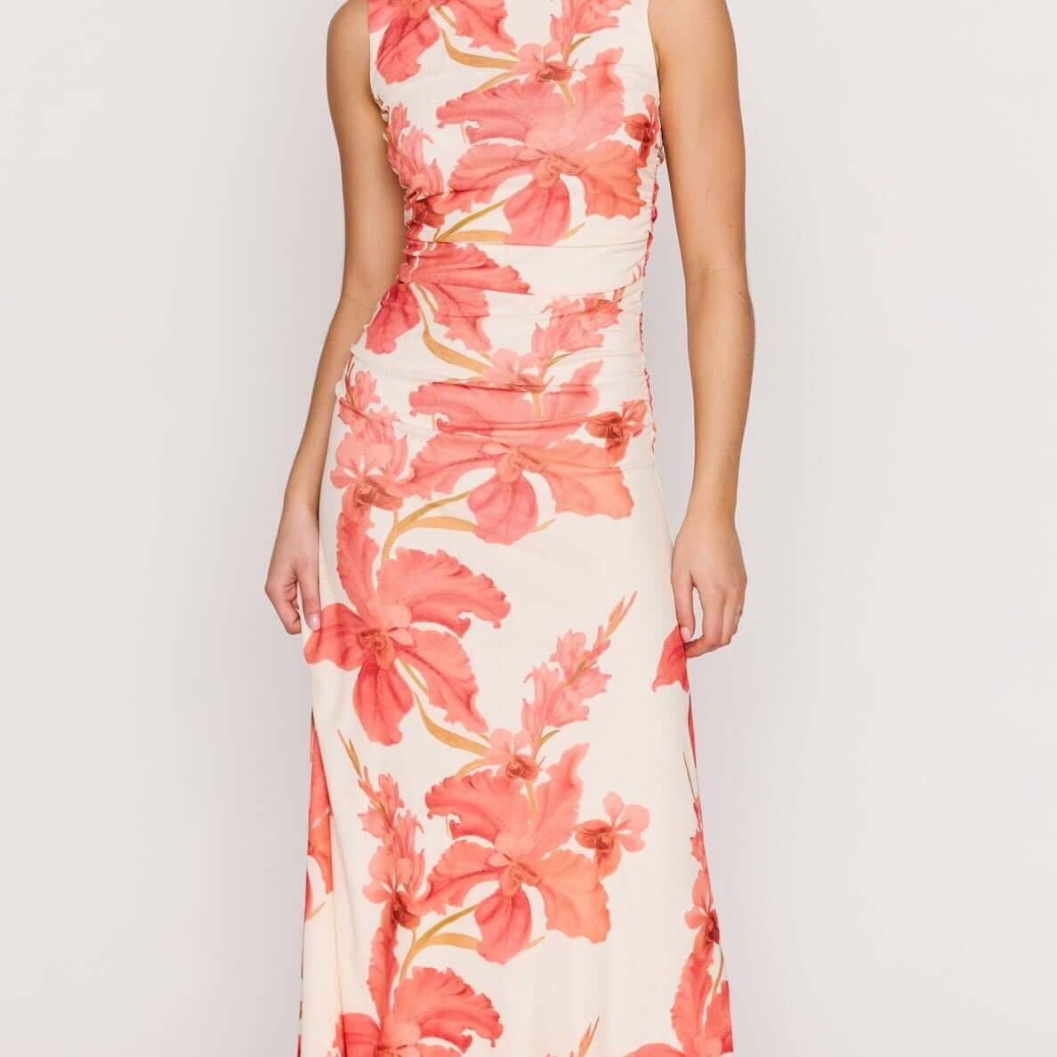 MP ISLA MESH MIDI DRESS - PEACH