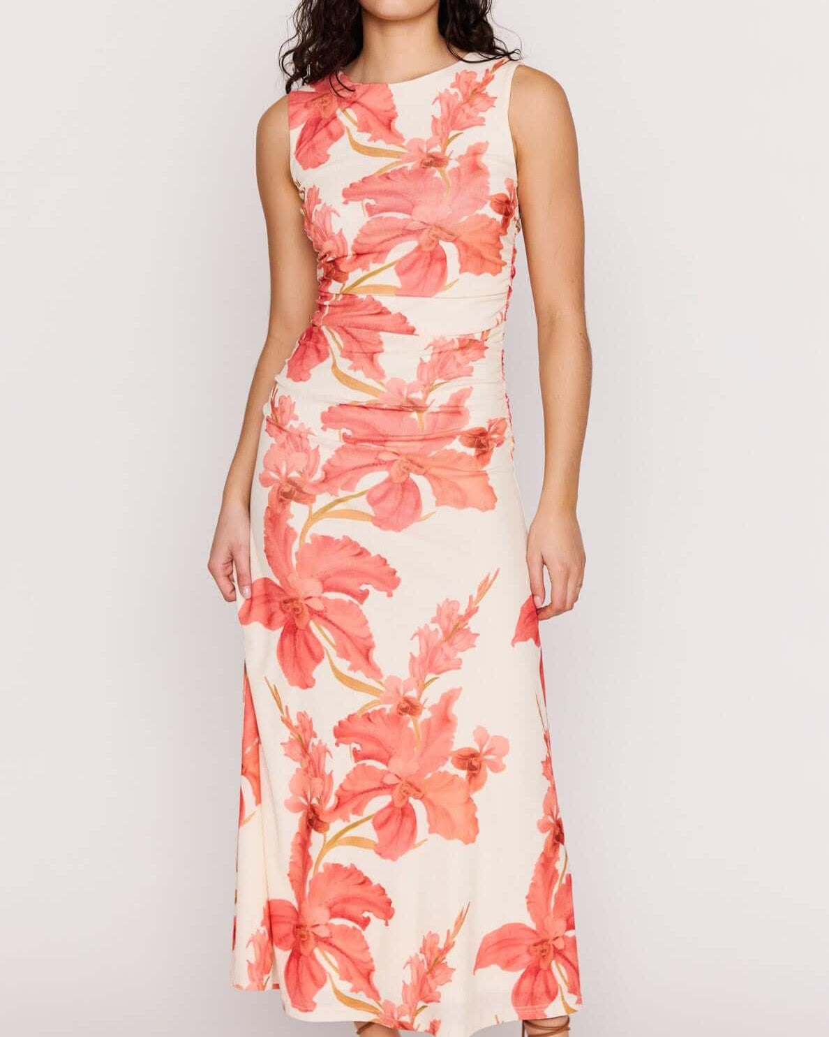 MP ISLA MESH MIDI DRESS - PEACH