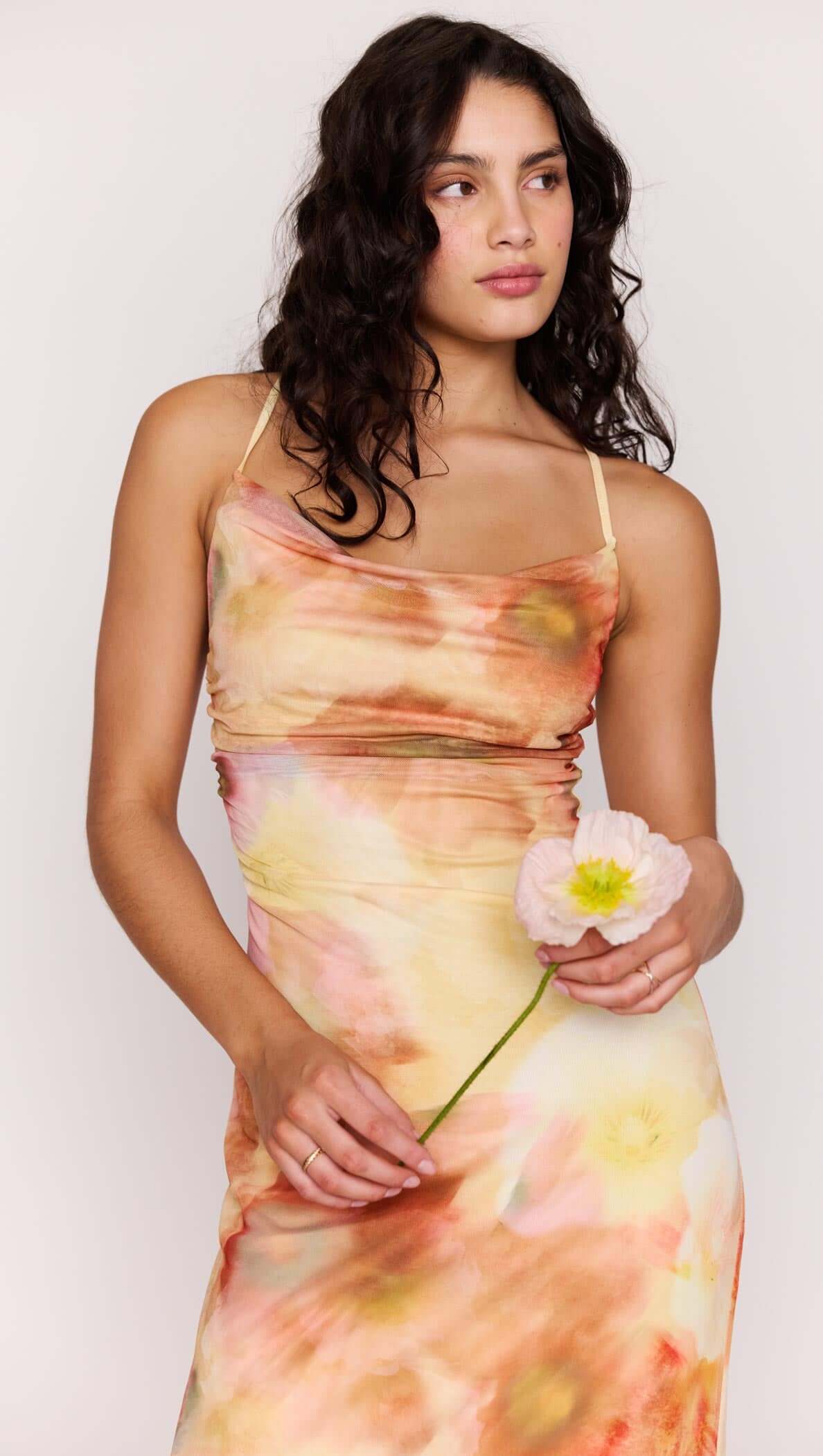 MP ARIA MESH MAXI DRESS - WATERCOLOUR