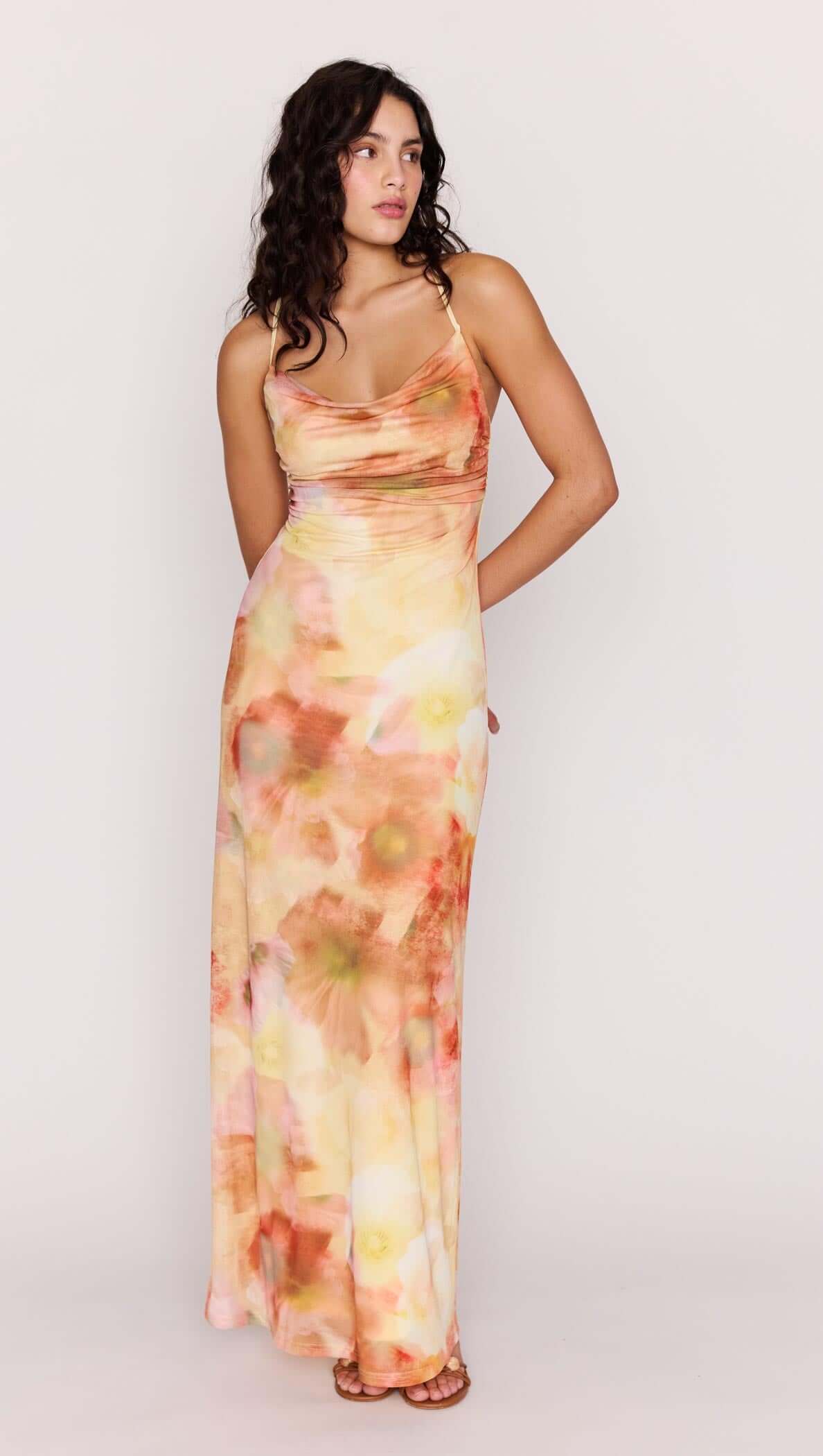 MP ARIA MESH MAXI DRESS - WATERCOLOUR