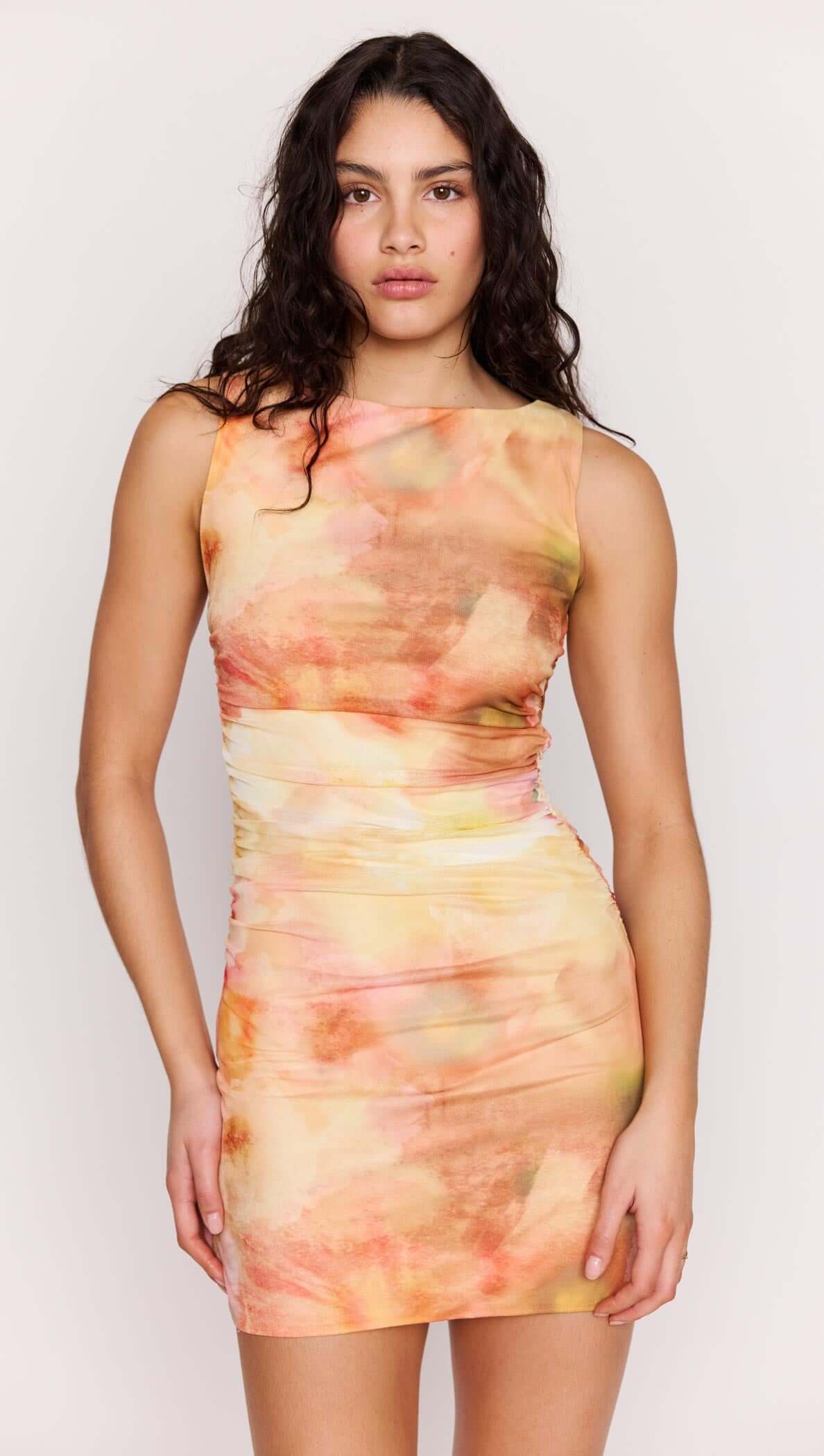 MP ARIA MESH MINI DRESS - WATERCOLOUR