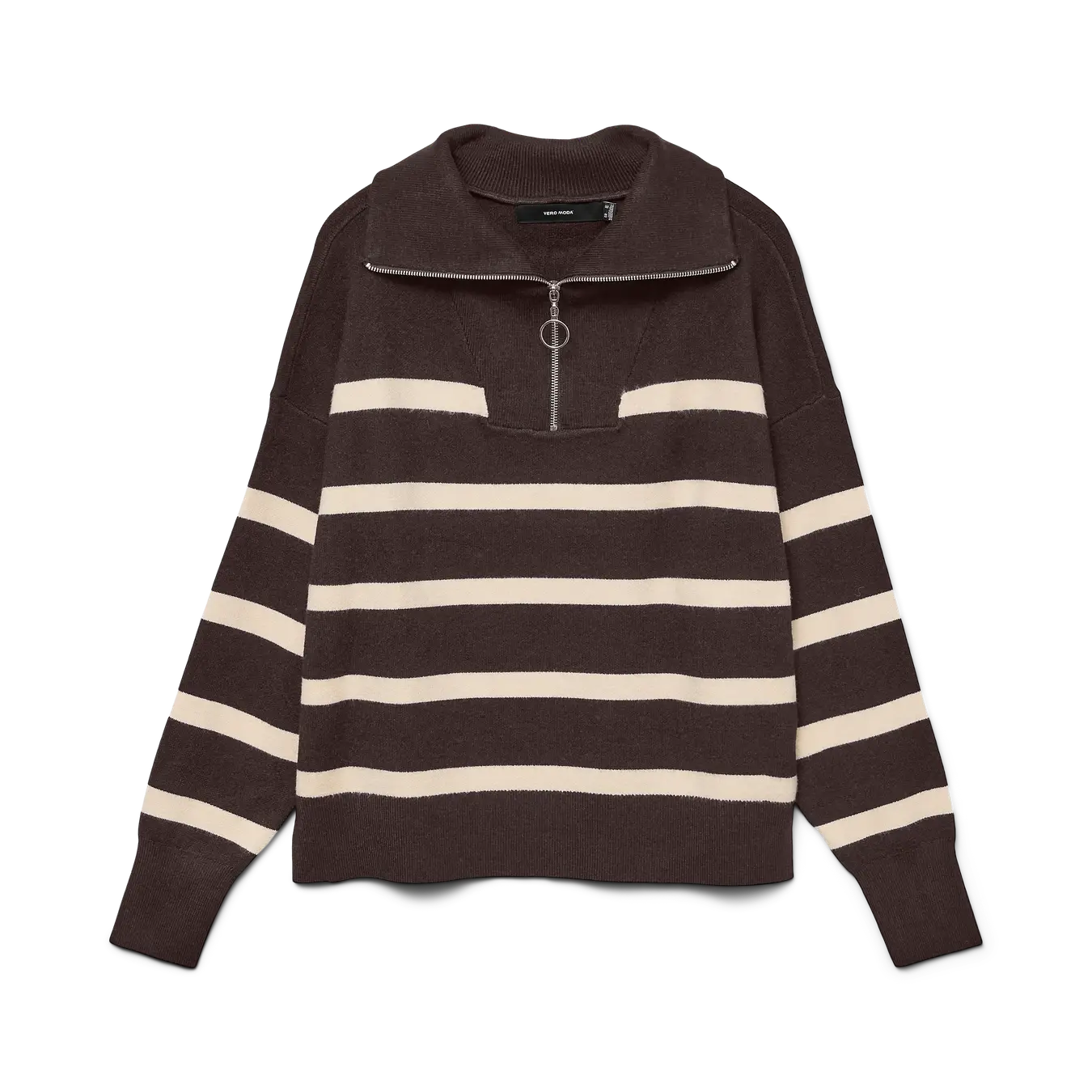 VM SABA STRIPE HIGHNECK SWEATER - CHOCOLATE