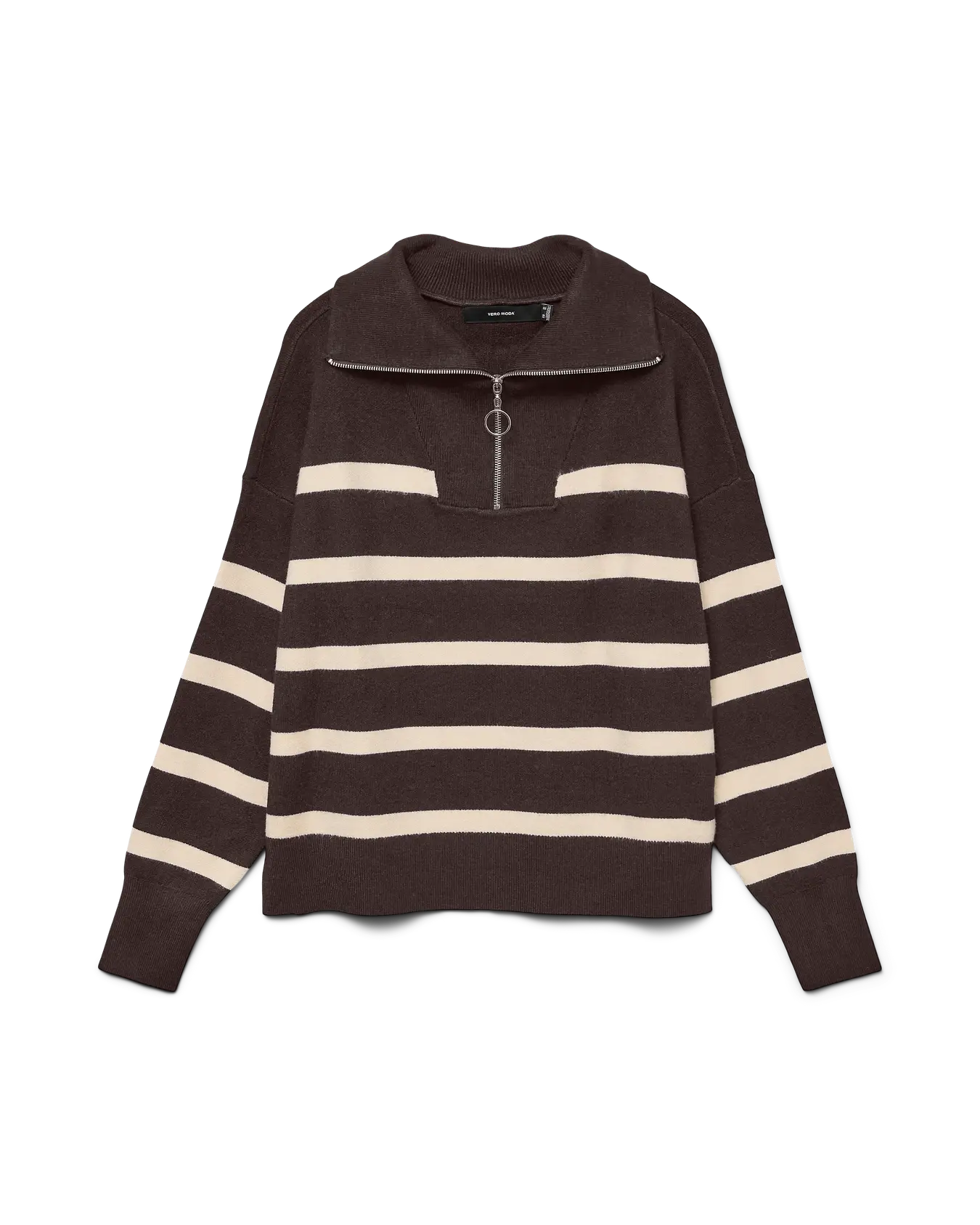VM SABA STRIPE HIGHNECK SWEATER - CHOCOLATE