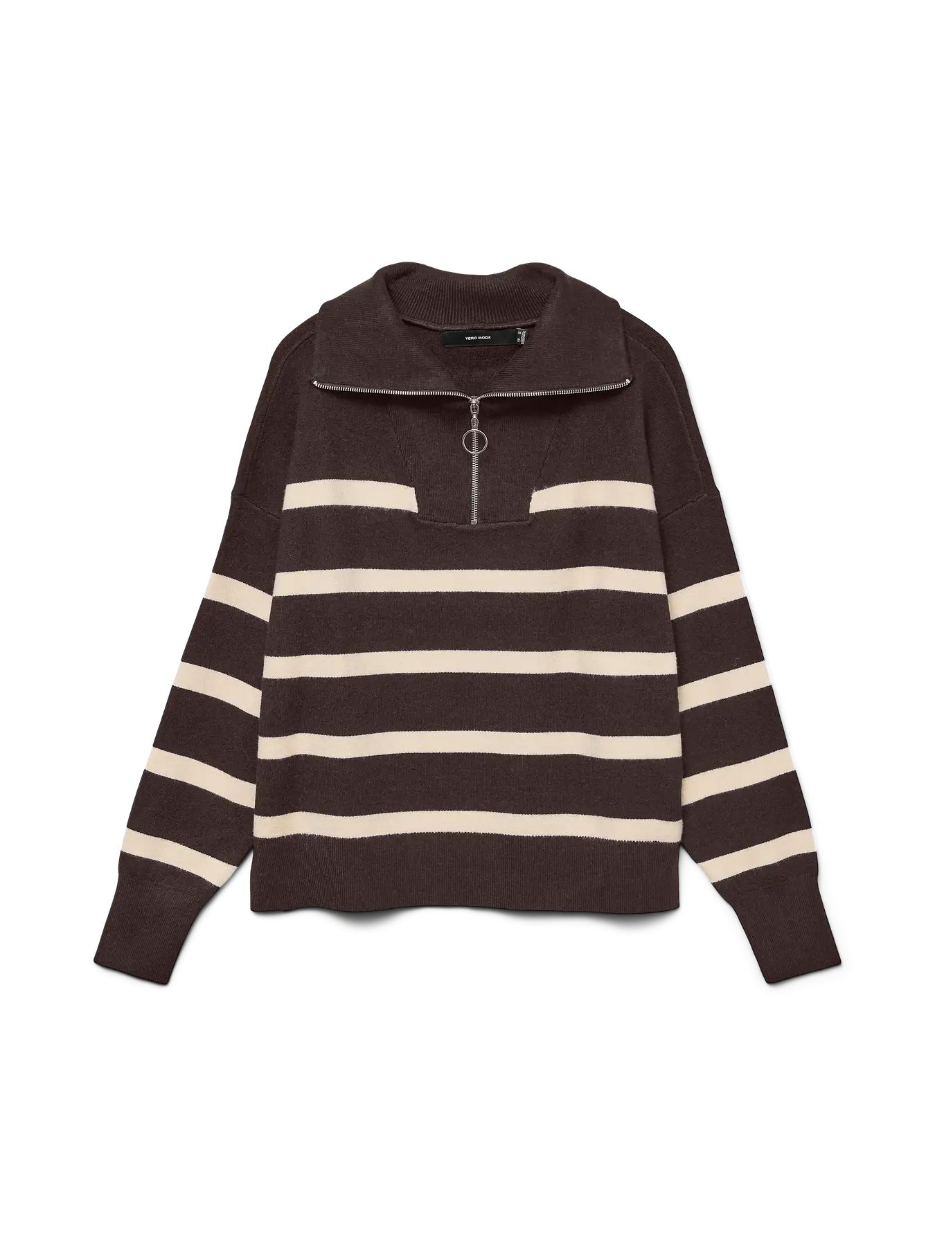 VM SABA STRIPE HIGHNECK SWEATER - CHOCOLATE
