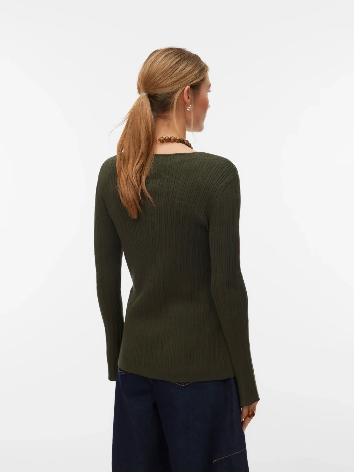 VM WILLOW RIBBED CARDIGAN - FOREST NIGHT