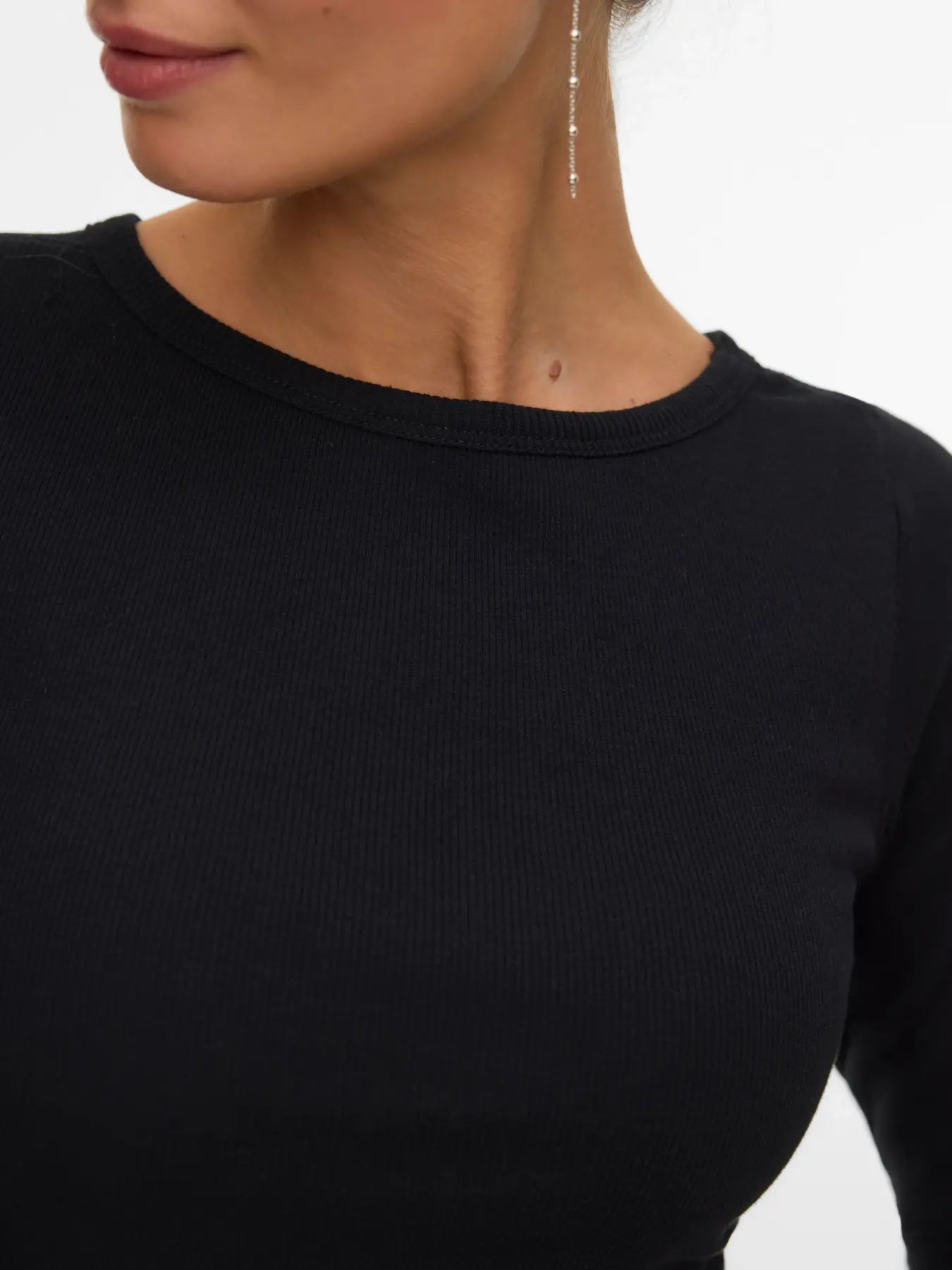 VM THEA 3/4 SLEEVE BOATNECK TOP - BLACK