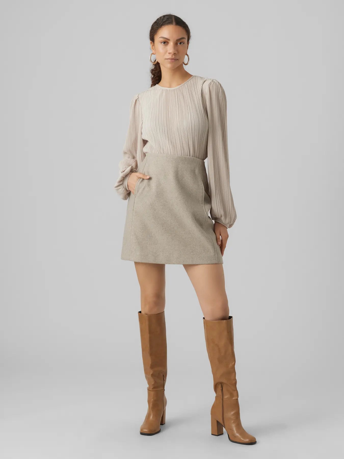 VM FORTUNE HW SKIRT - SILVER MINK MELANGE