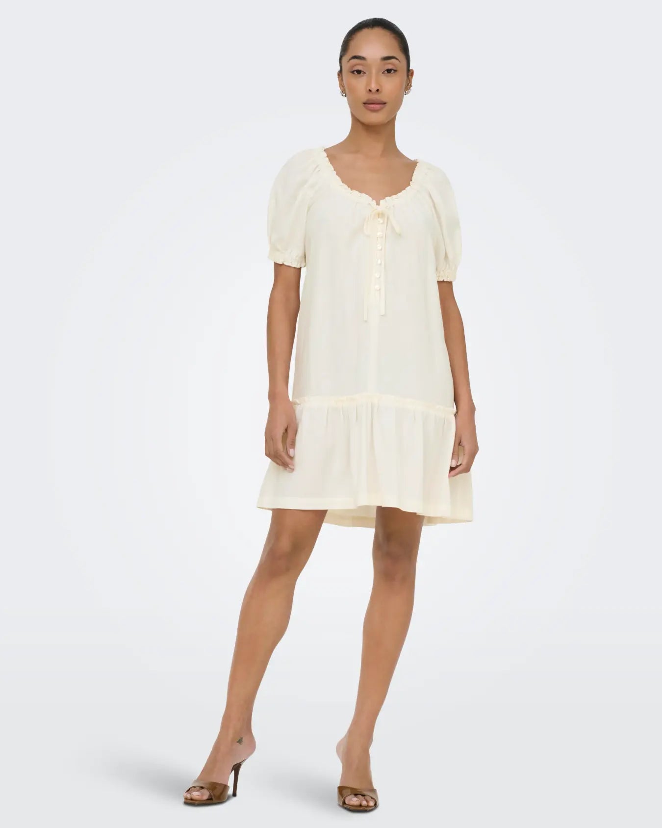 ONLY GOA LINEN DRESS - CLOUD DANCER