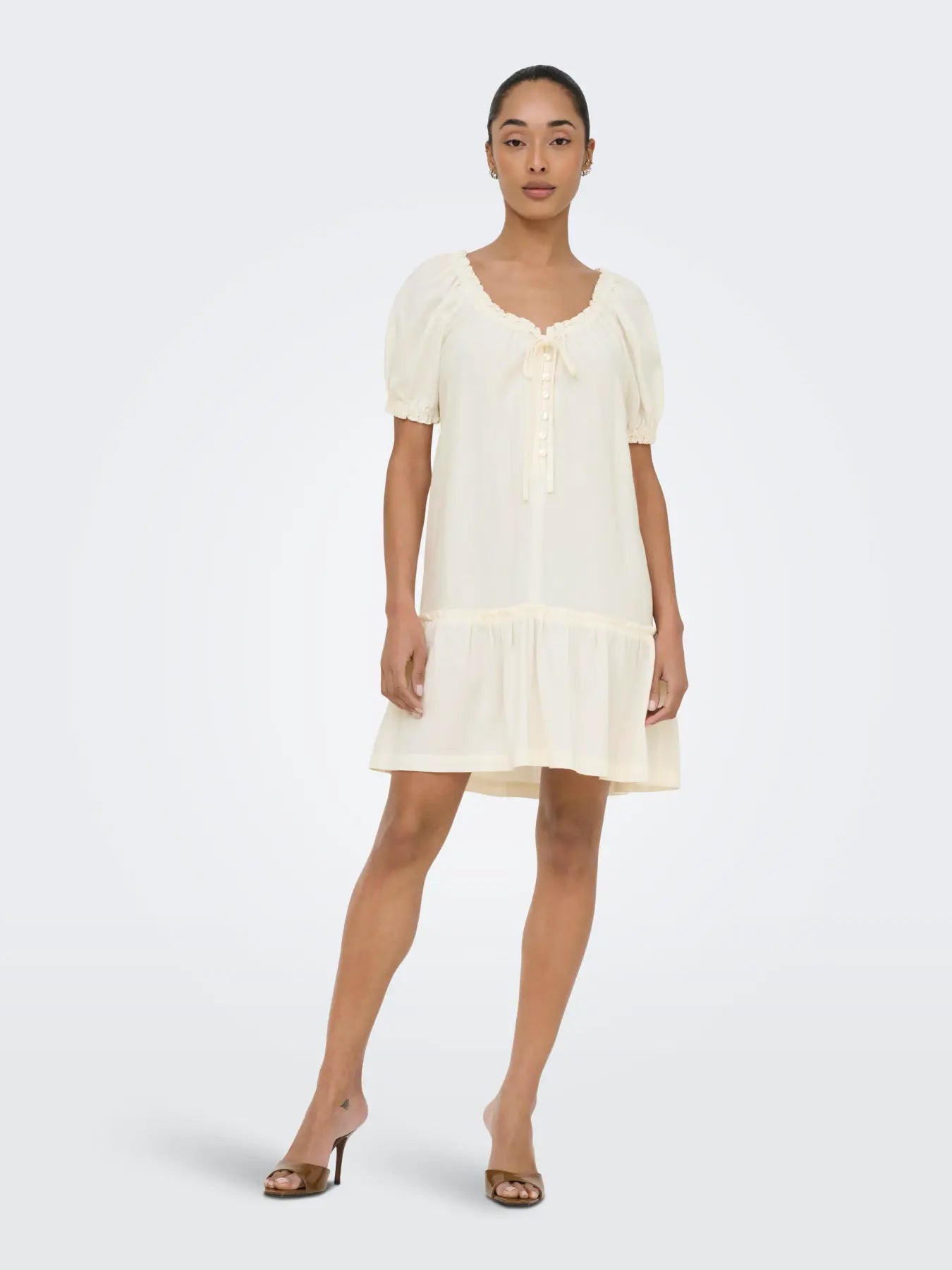 ONLY GOA LINEN DRESS - CLOUD DANCER