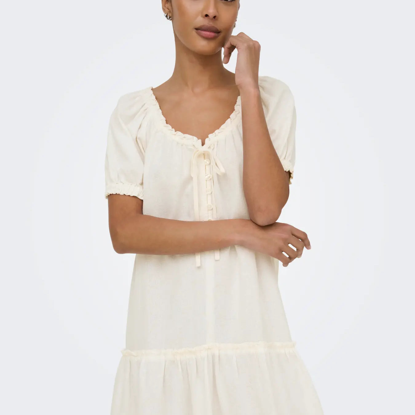 ONLY GOA LINEN DRESS - CLOUD DANCER