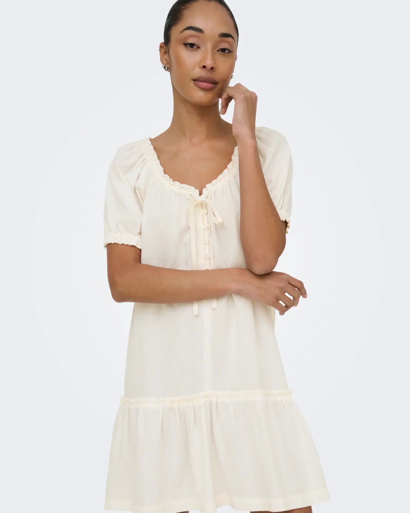 ONLY GOA LINEN DRESS - CLOUD DANCER