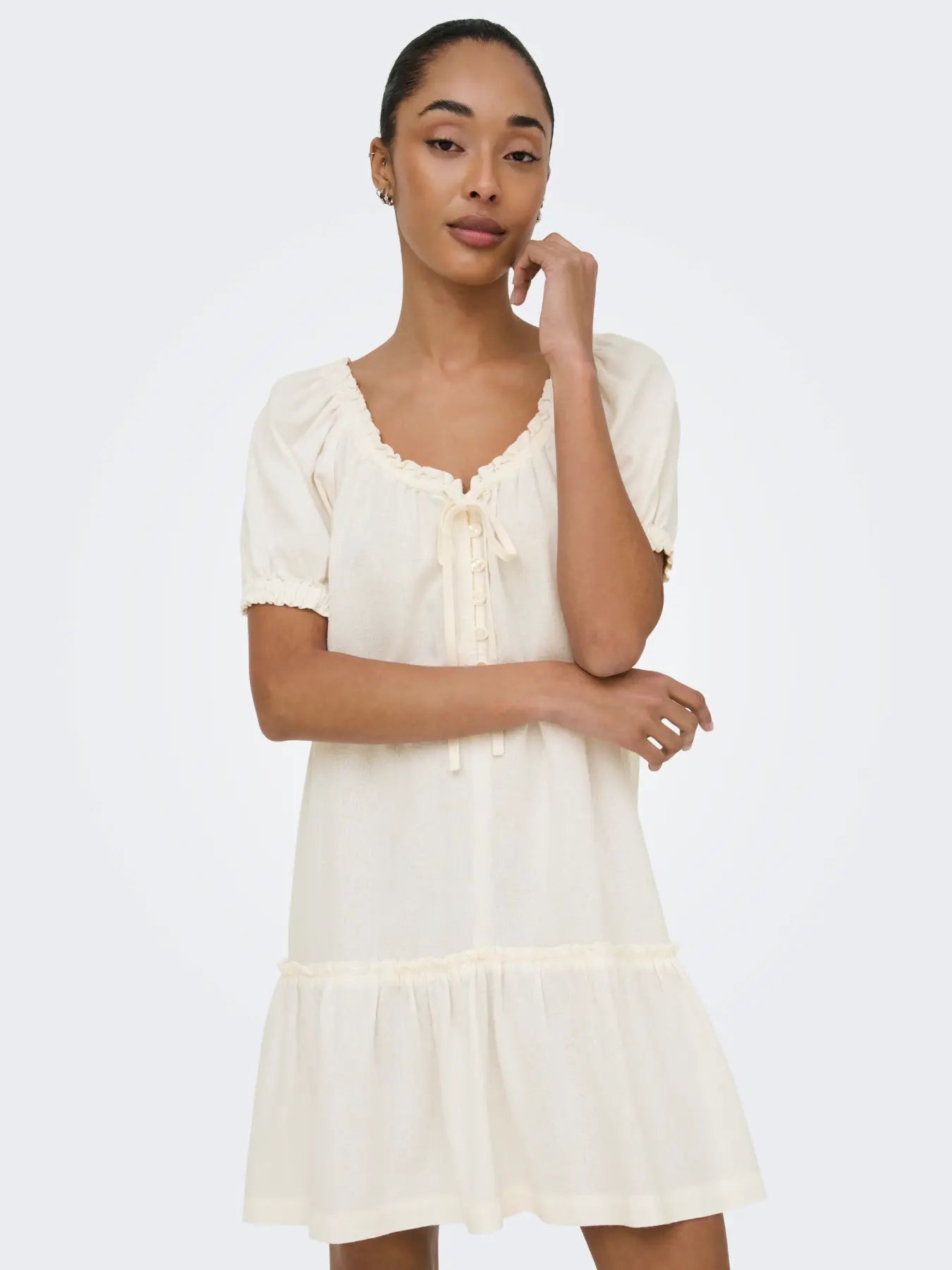 ONLY GOA LINEN DRESS - CLOUD DANCER
