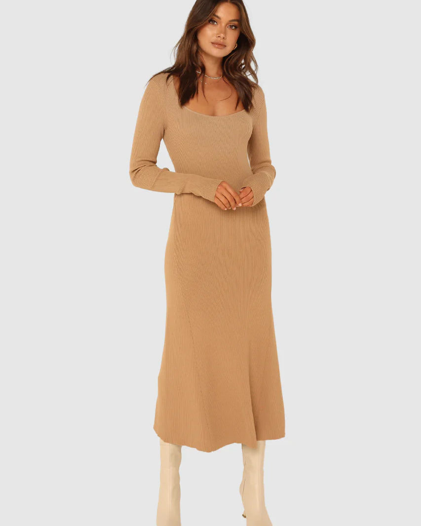 MELANIE KNIT DRESS - LATTE