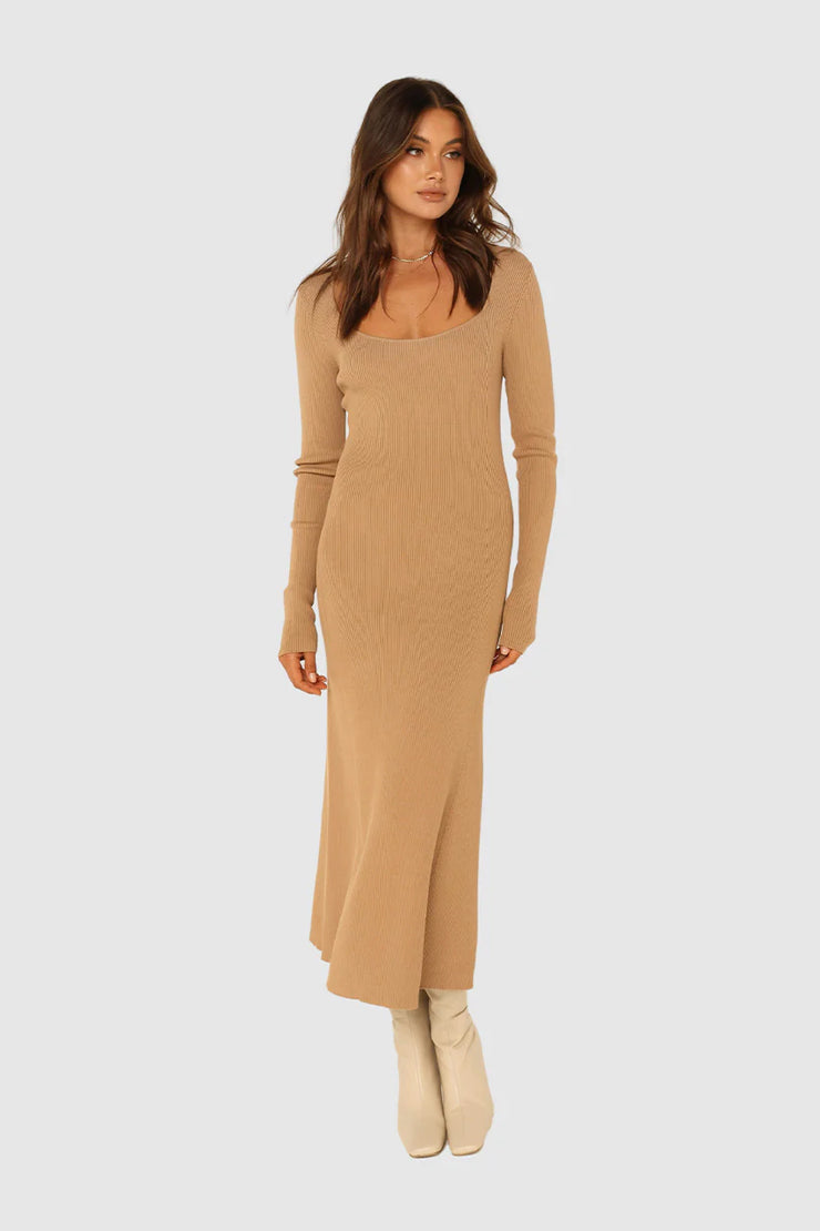 MELANIE KNIT DRESS - LATTE