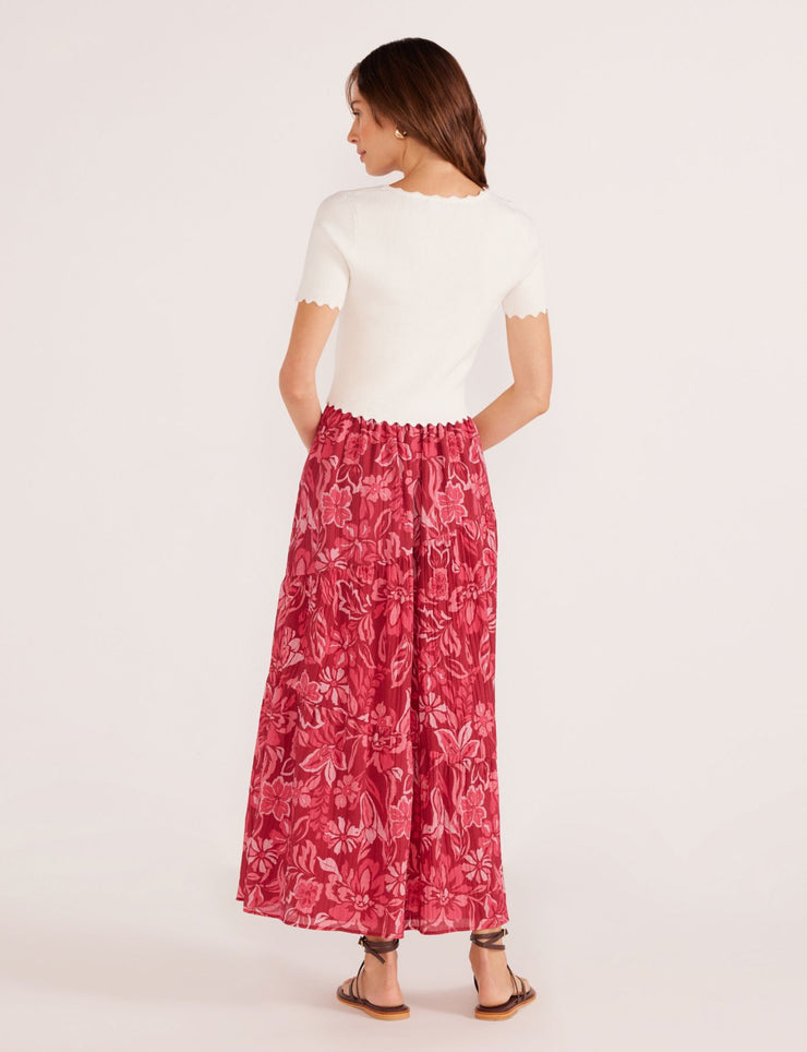 MAE TIERED MIDI SKIRT - PLUM FLORAL