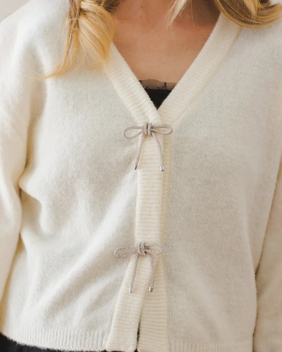 NORALEE BOW CARDIGAN - IVORY