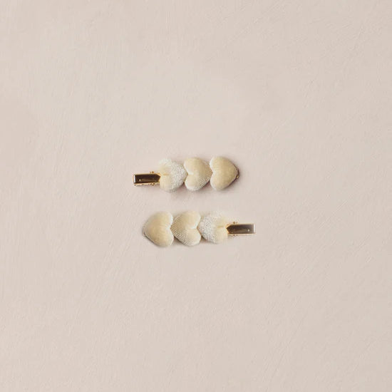 NORALEE VELVET HEART CLIPS - ECRU