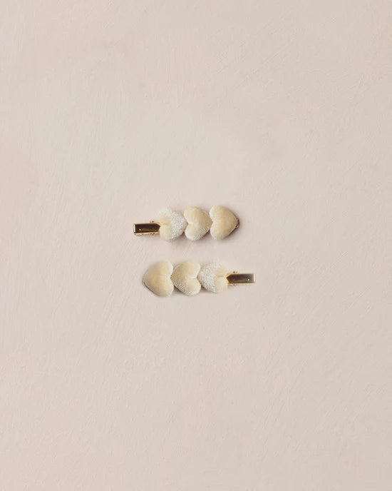 NORALEE VELVET HEART CLIPS - ECRU