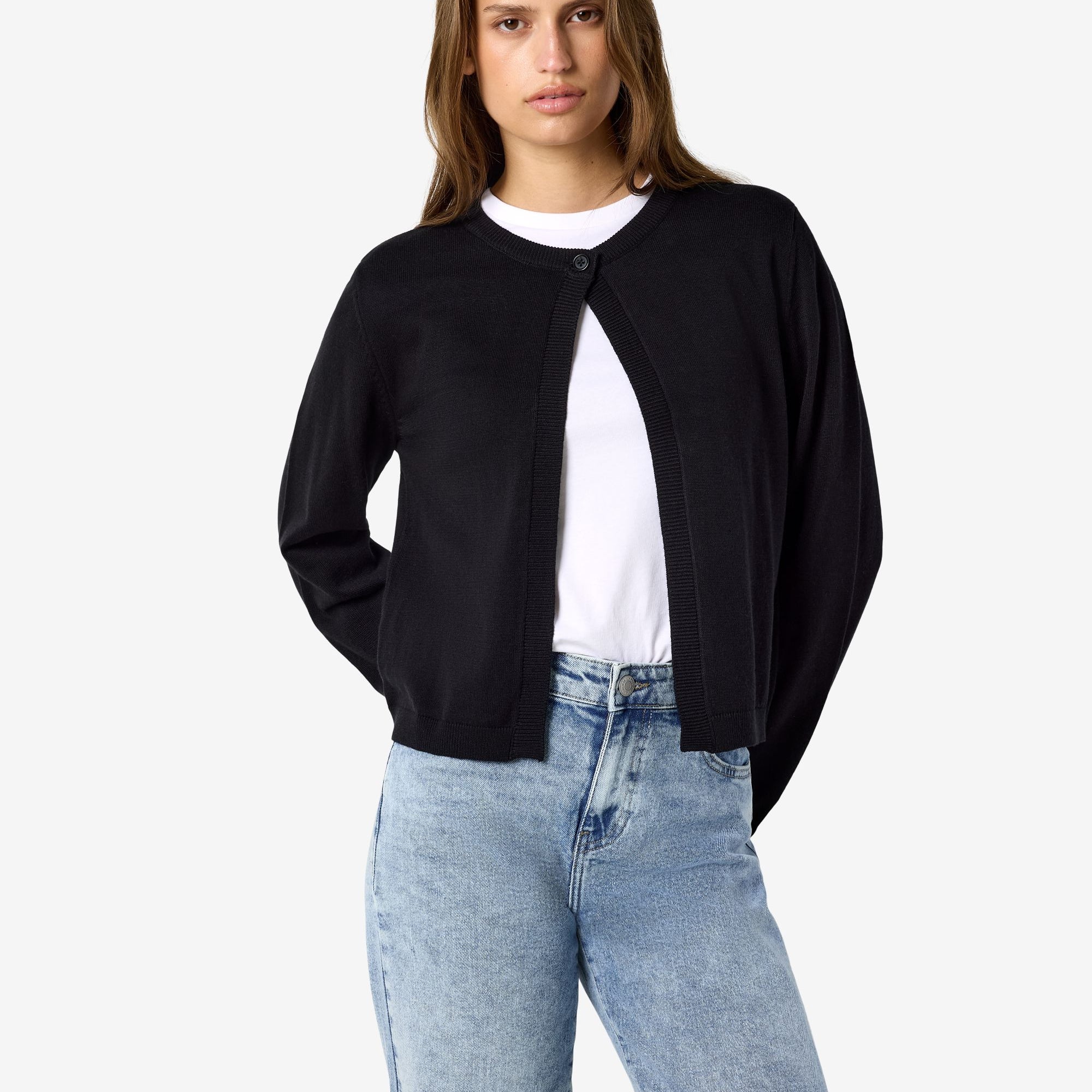 NM MAYSA LS O NECK CARDIGAN - BLACK