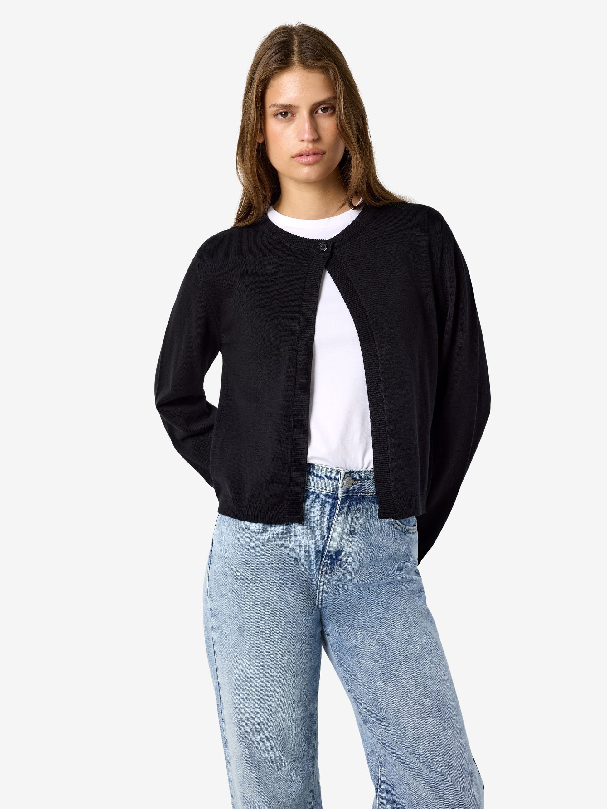 NM MAYSA LS O NECK CARDIGAN - BLACK
