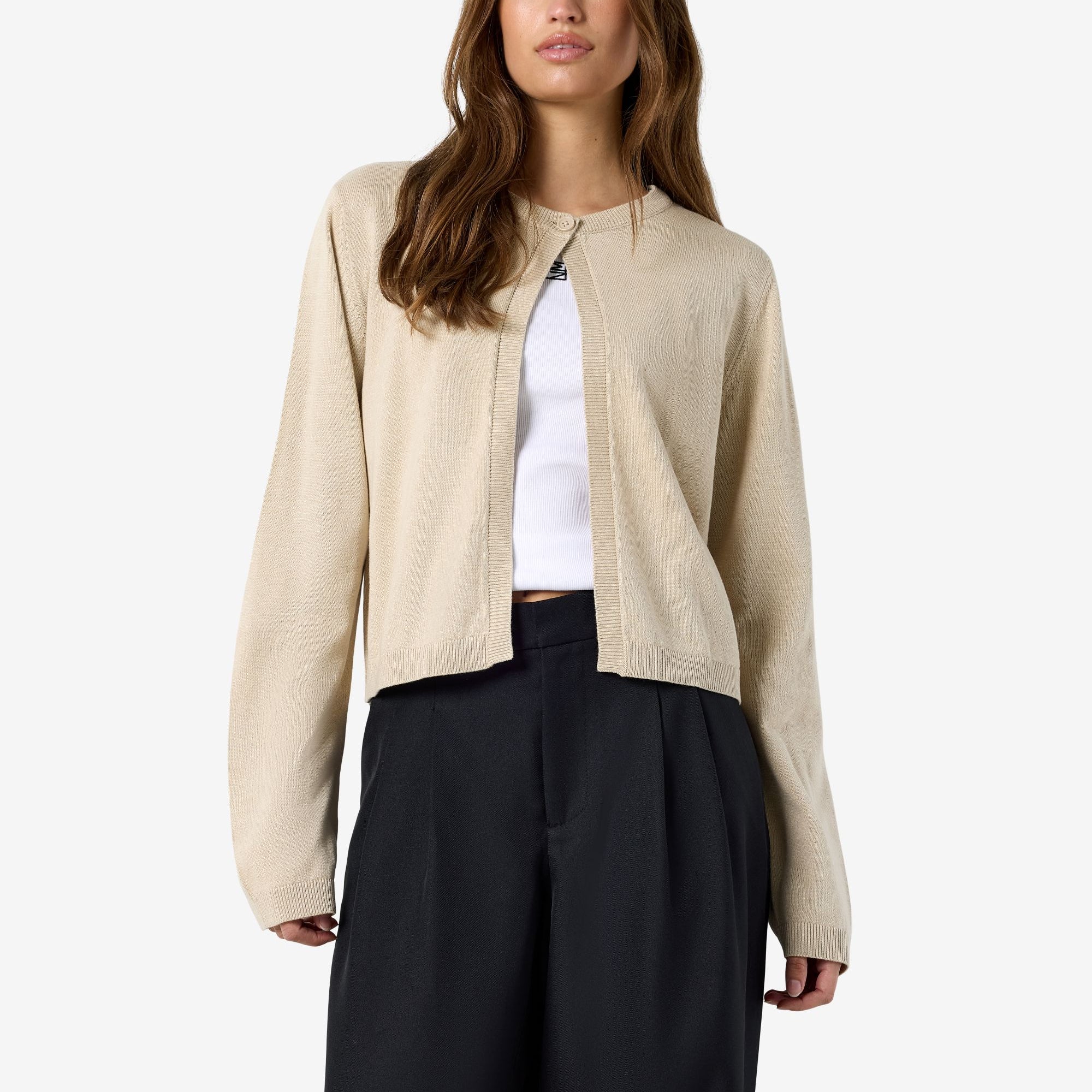 NM MAYSA LS O NECK CARDIGAN - SILVER LINING