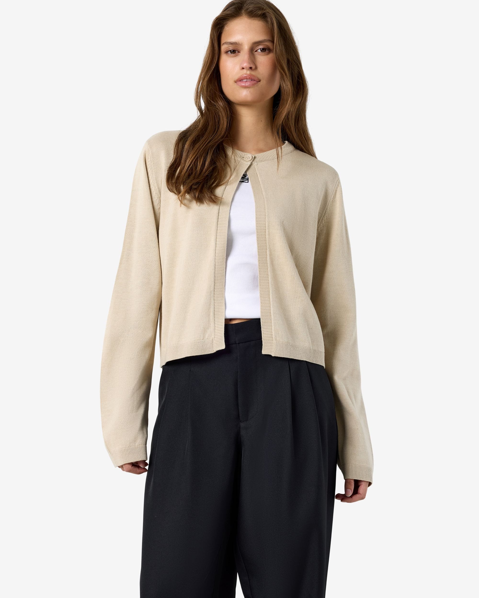NM MAYSA LS O NECK CARDIGAN - SILVER LINING