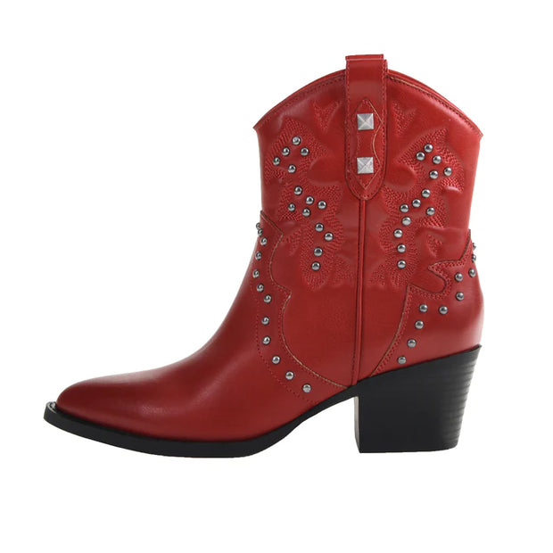 NOWHERE BURNISHED WESTERN BOOT - RED